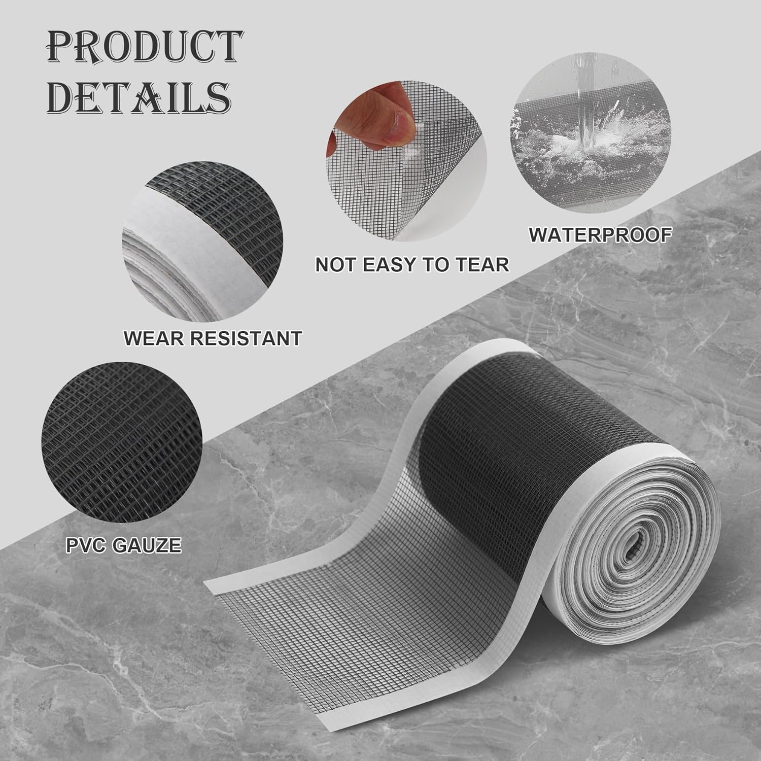 Detalle 2 de Raccogli Capelli Doccia 10 cm x 10 m con Adesivi a Rete e Spatola di Plastica – Filtro Antintasamento per Doccia