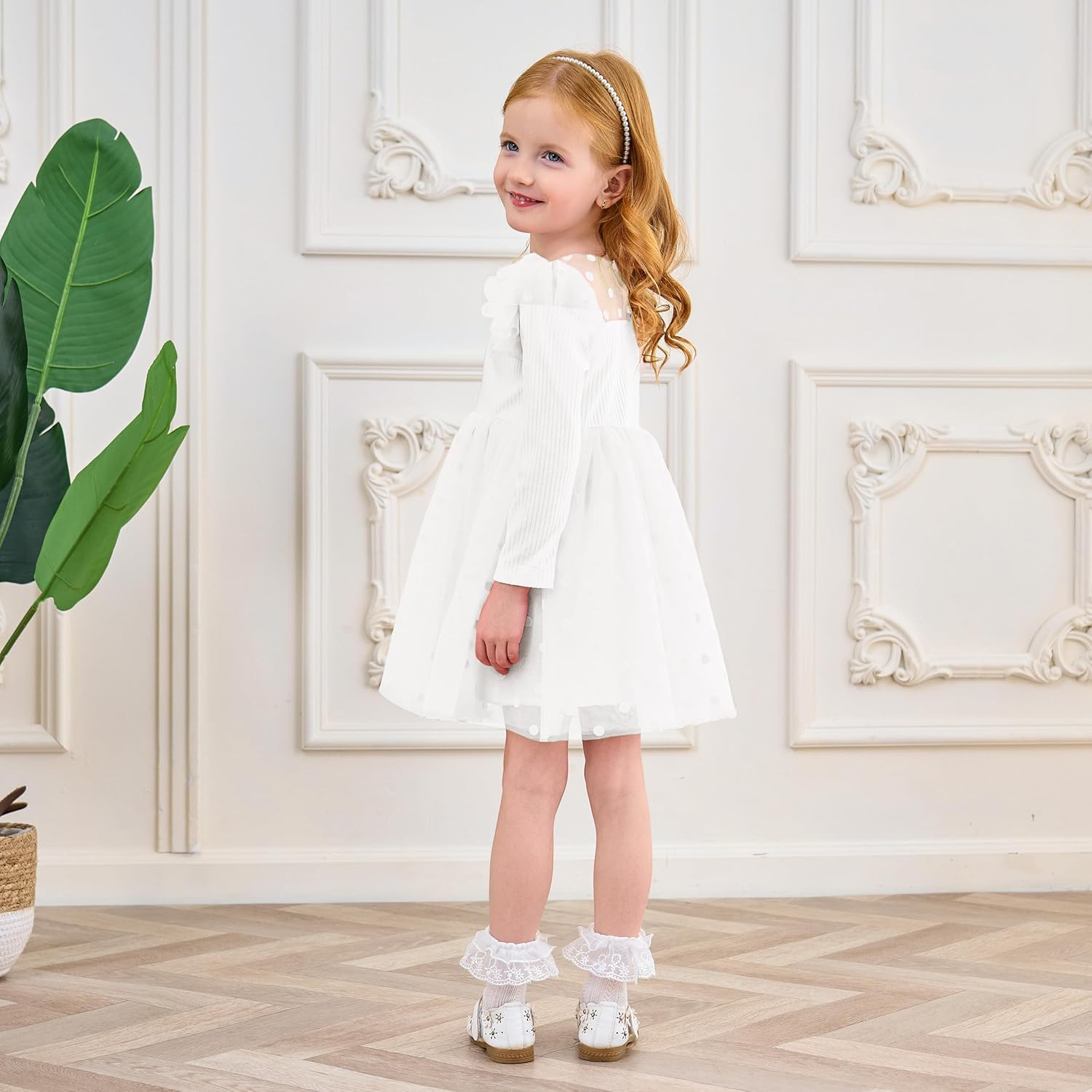 Thumbnail 5 de Miipat toddler girl dress with tulle long sleeves, polka dot skirt & ruffle top