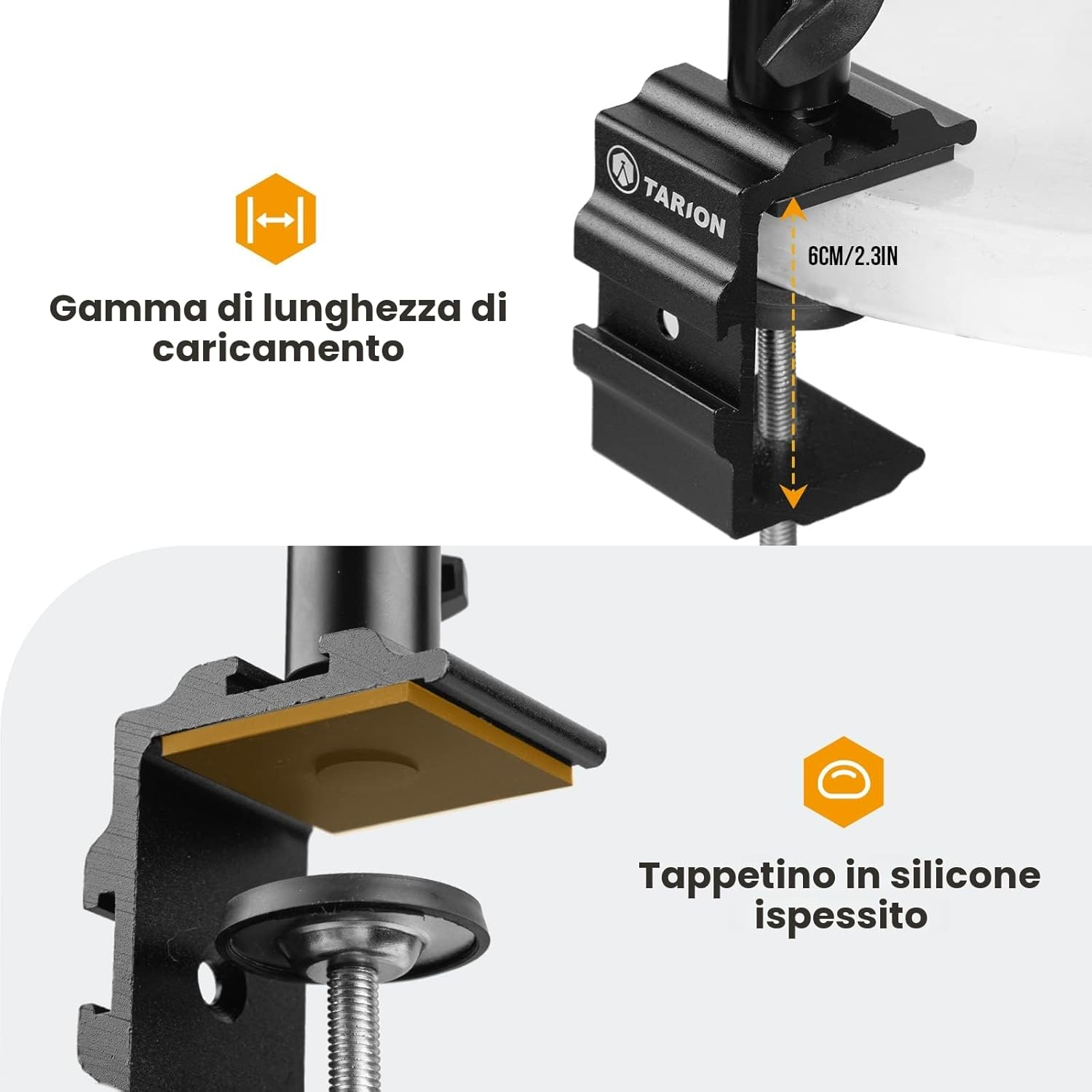 Detalle 2 de TARION TKB01 supporto da scrivania per treppiede con luce ad anello e braccio articolato 360°