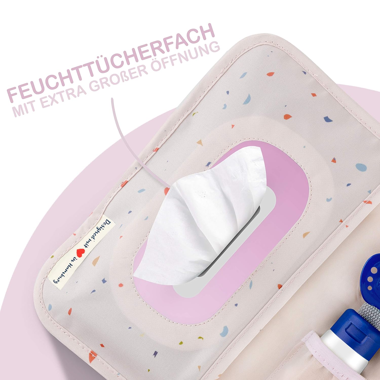 Thumbnail 1 de Jubi Windeltasche mit Wickelunterlage – kompakt, rosa Konfetti, Klettverschluss