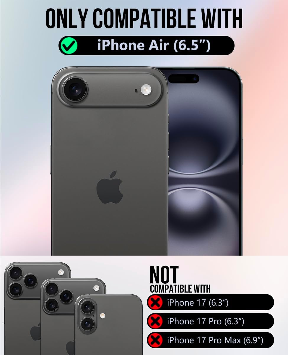 Thumbnail 1 de OCASE Hülle für iPhone Air 5G – Lederhülle mit Kartenfach, RFID-Schutz, Standfunktion und Magnete (Retro Graphit)