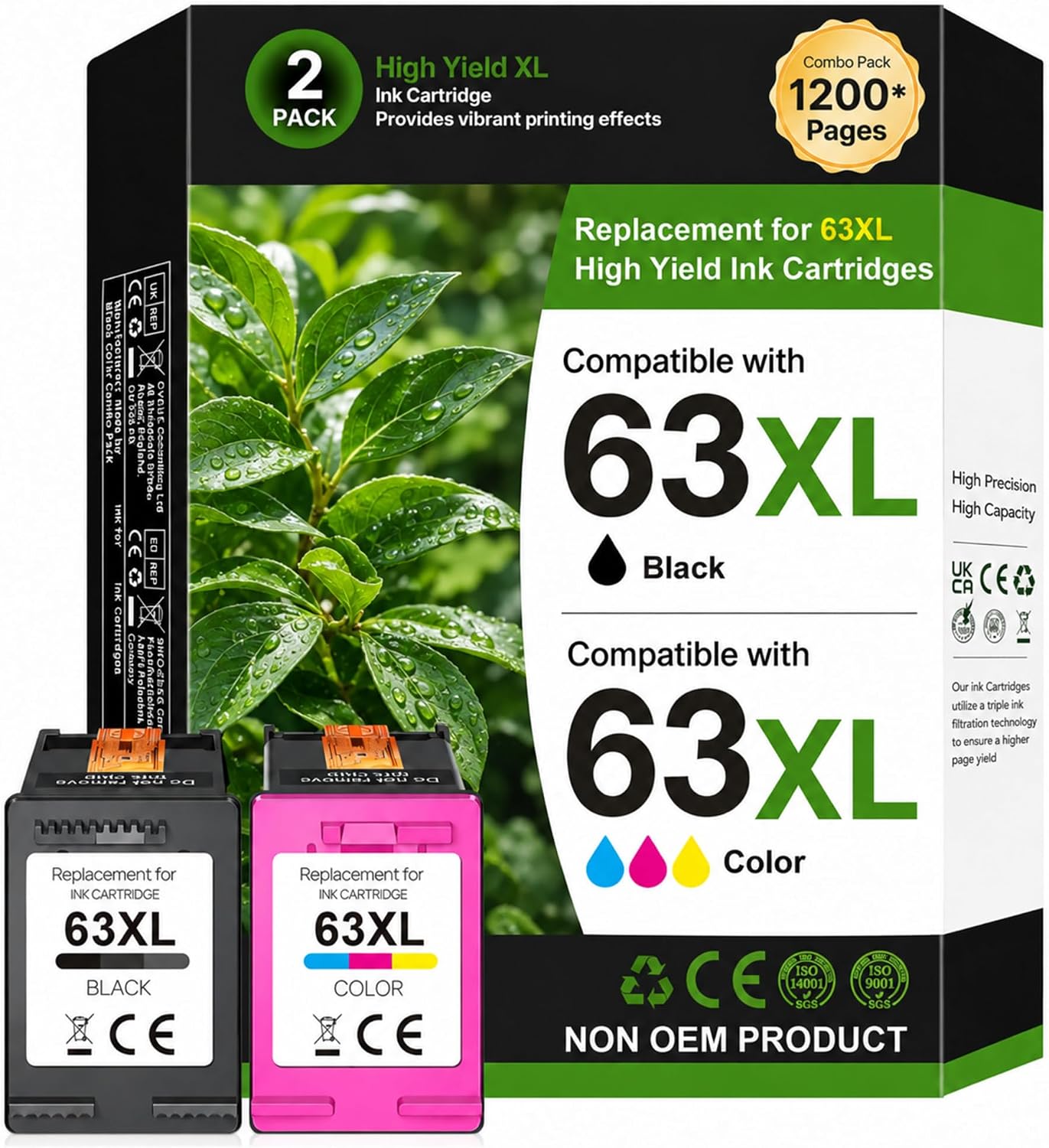 63XL Ink Cartridges Combo Pack 2-pack for HP 🖨
