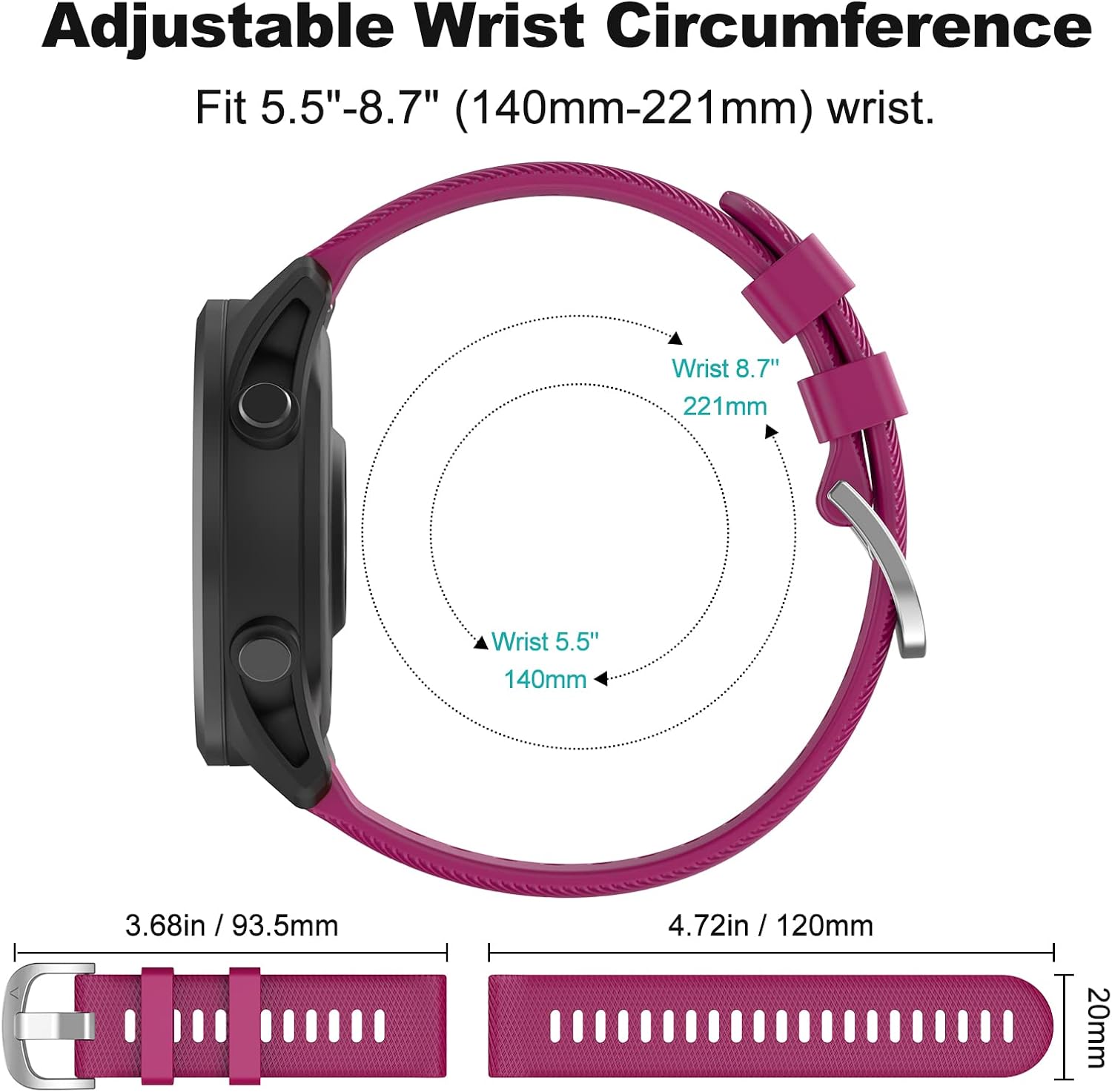 Thumbnail 4 de OVERSTEP 20mm Silicone Quick-Release Watch Strap for Garmin and Samsung Smartwatches