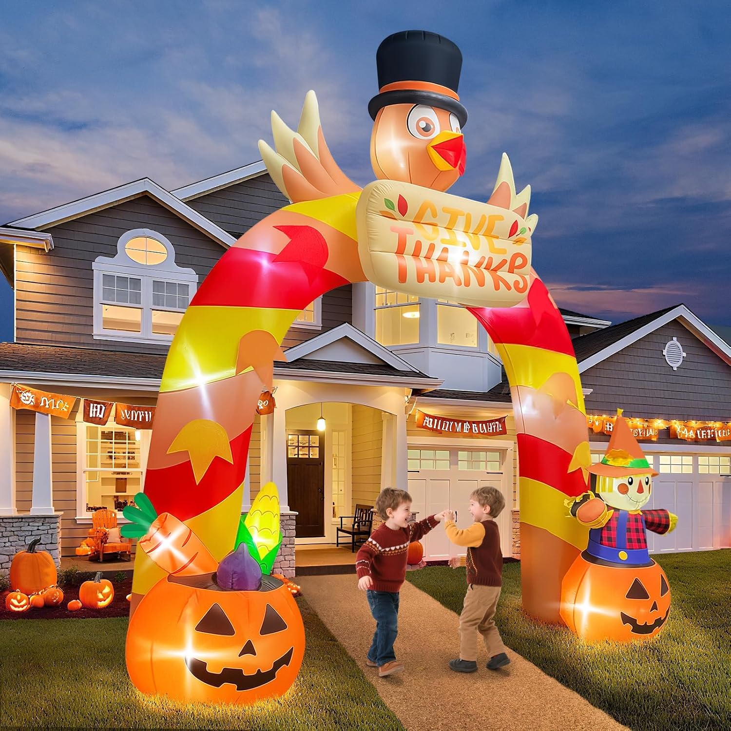 Thumbnail 6 de Kalolary Yeahwork-K071 12FT Thanksgiving Turkey Inflatable Archway with LED Lights