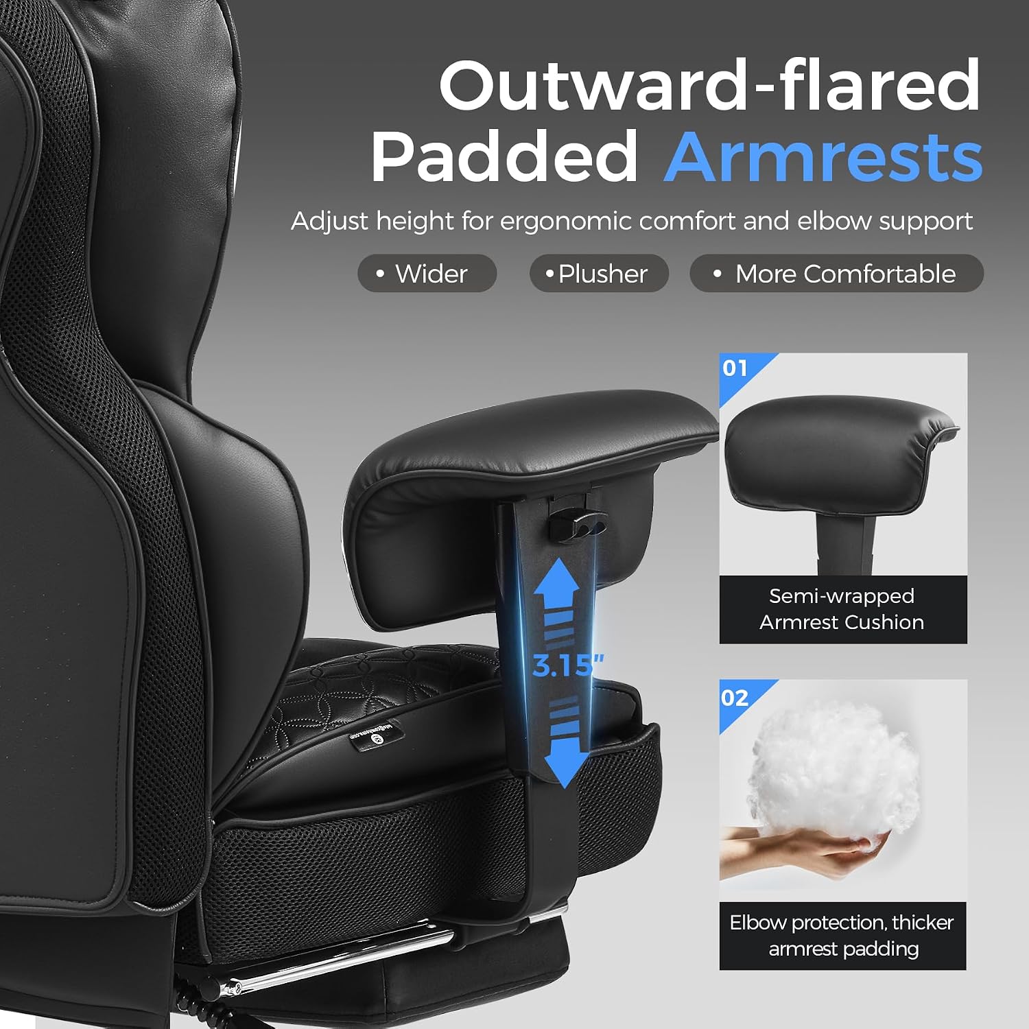 Detalle 2 de GTPLAYER Gaming Chair, 400 lb Capacity