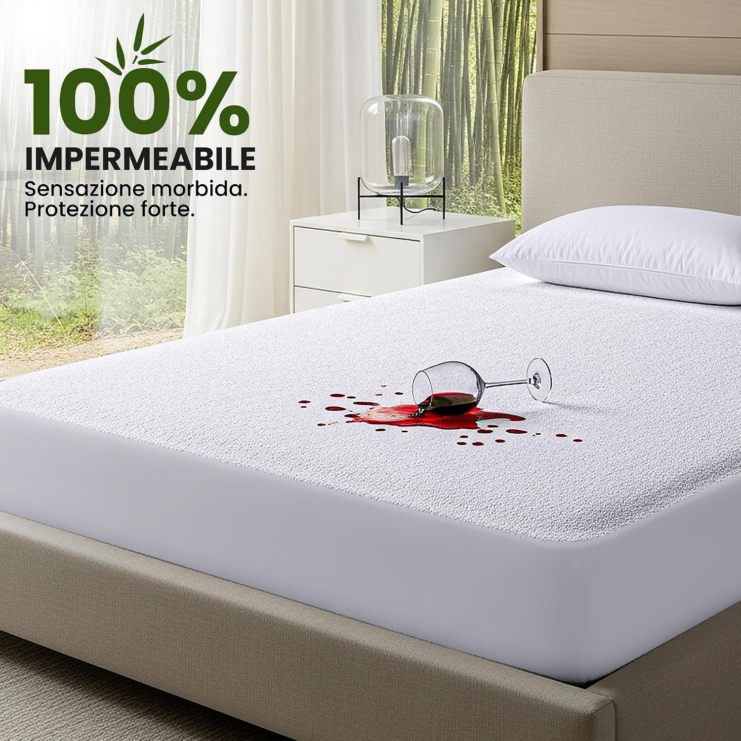 Detalle de Utopia Bedding coprimaterasso singolo impermeabile 90 x 200 x 30 cm in viscosa con elastico tutto intorno