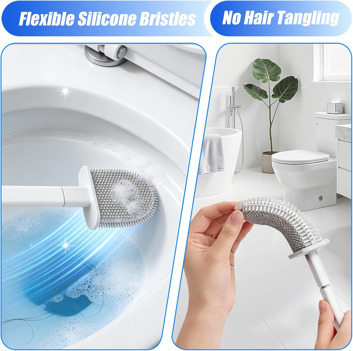 Thumbnail 1 de Canvint Klobürste Silikon – Flexible WC-Bürste, Wandmontage oder Stehend, 2-teiliges Set, Belüftet & Schnell Trocknend