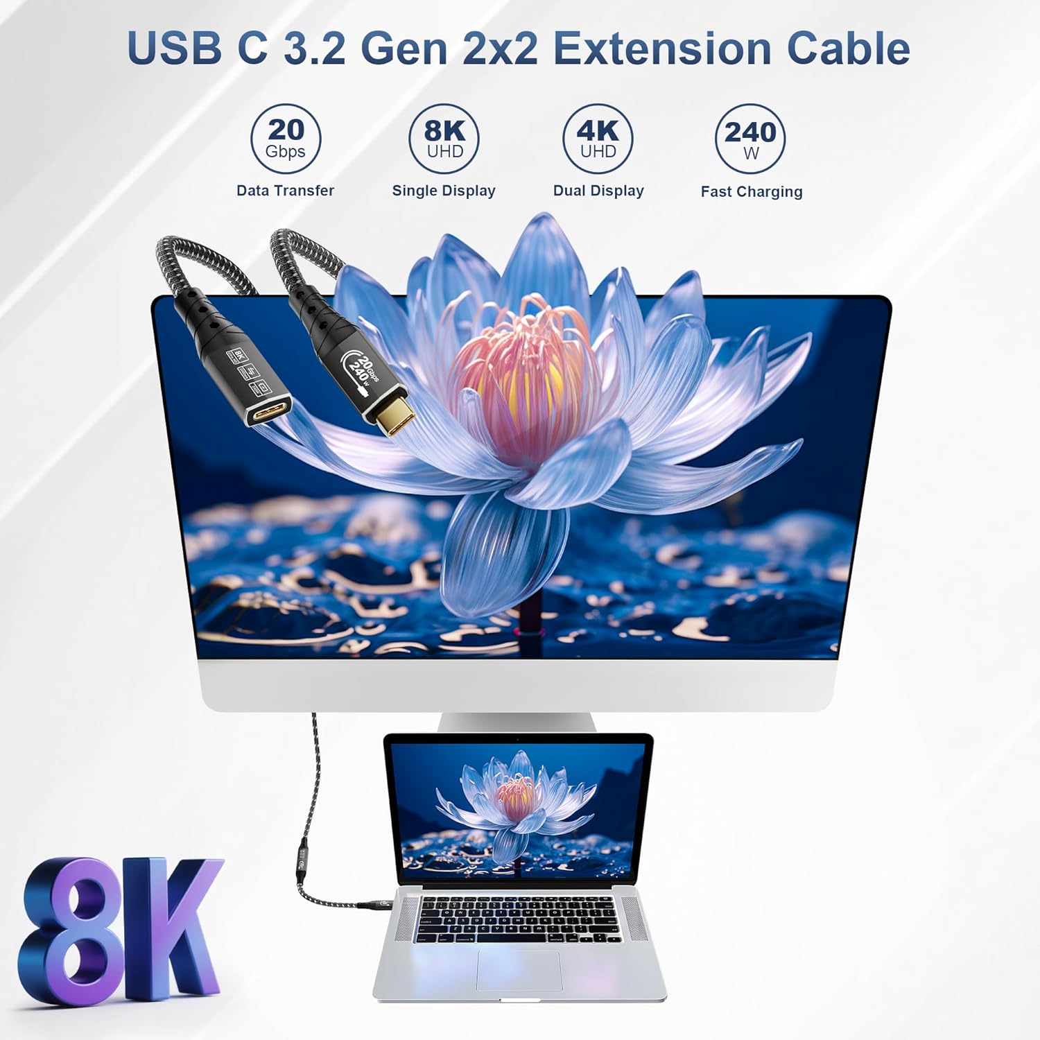 Thumbnail 1 de ZIKNYDO USB C Extension Cord 5m