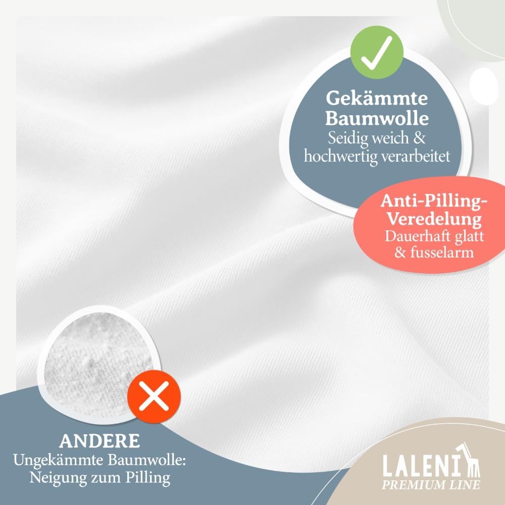 Thumbnail 2 de Laleni Premium Spannbettlaken 50x89 cm (2er-Set) aus 100% Baumwolle, OEKO-TEX-zertifiziert, für Babybett & Kinderbett – Weiß