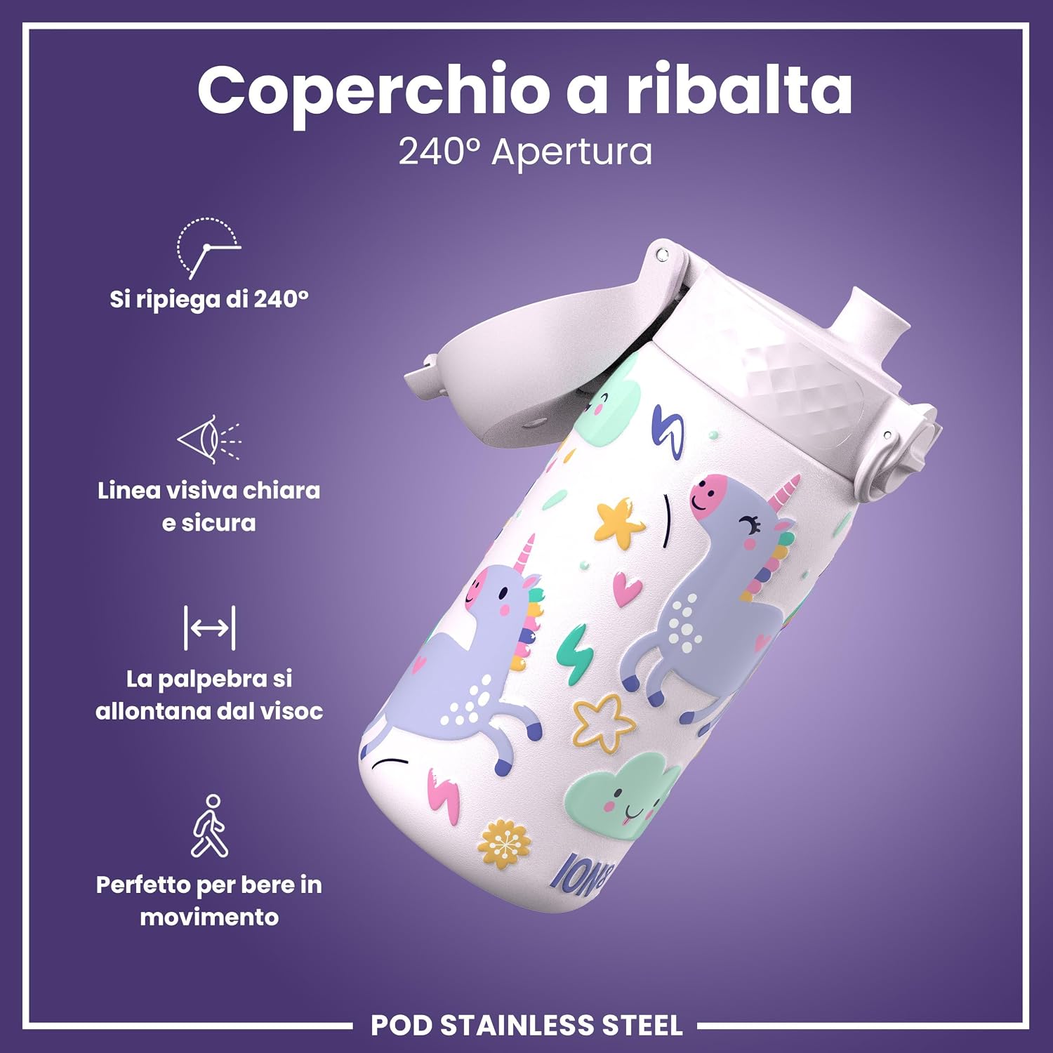 Thumbnail 3 de Ion8 Borraccia 400ml Unicorni Rosa