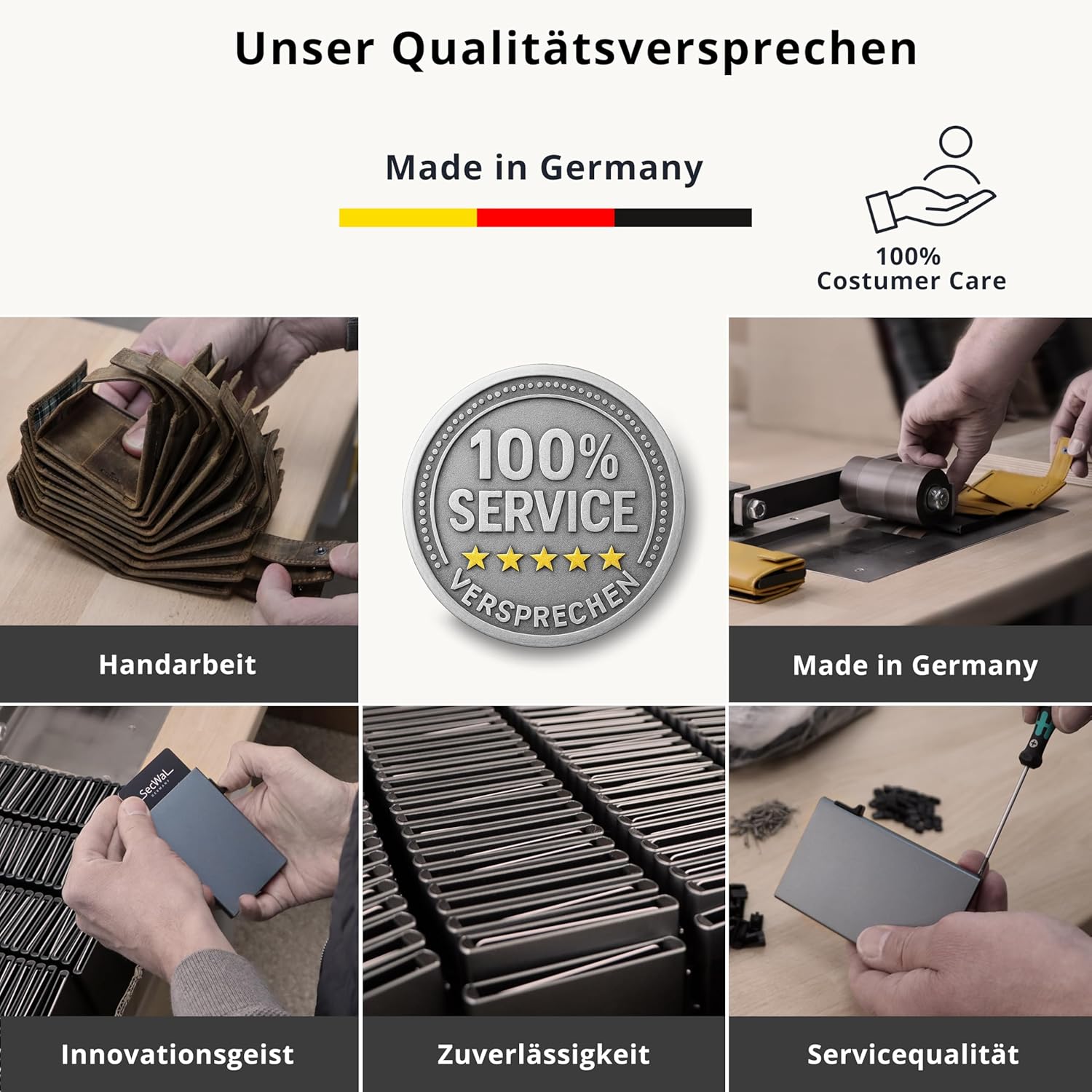 Detalle de SecWal Kartenetui mit Münzfach Druckknopf – Echtleder Geldbörse, RFID-Schutz, Made in Germany