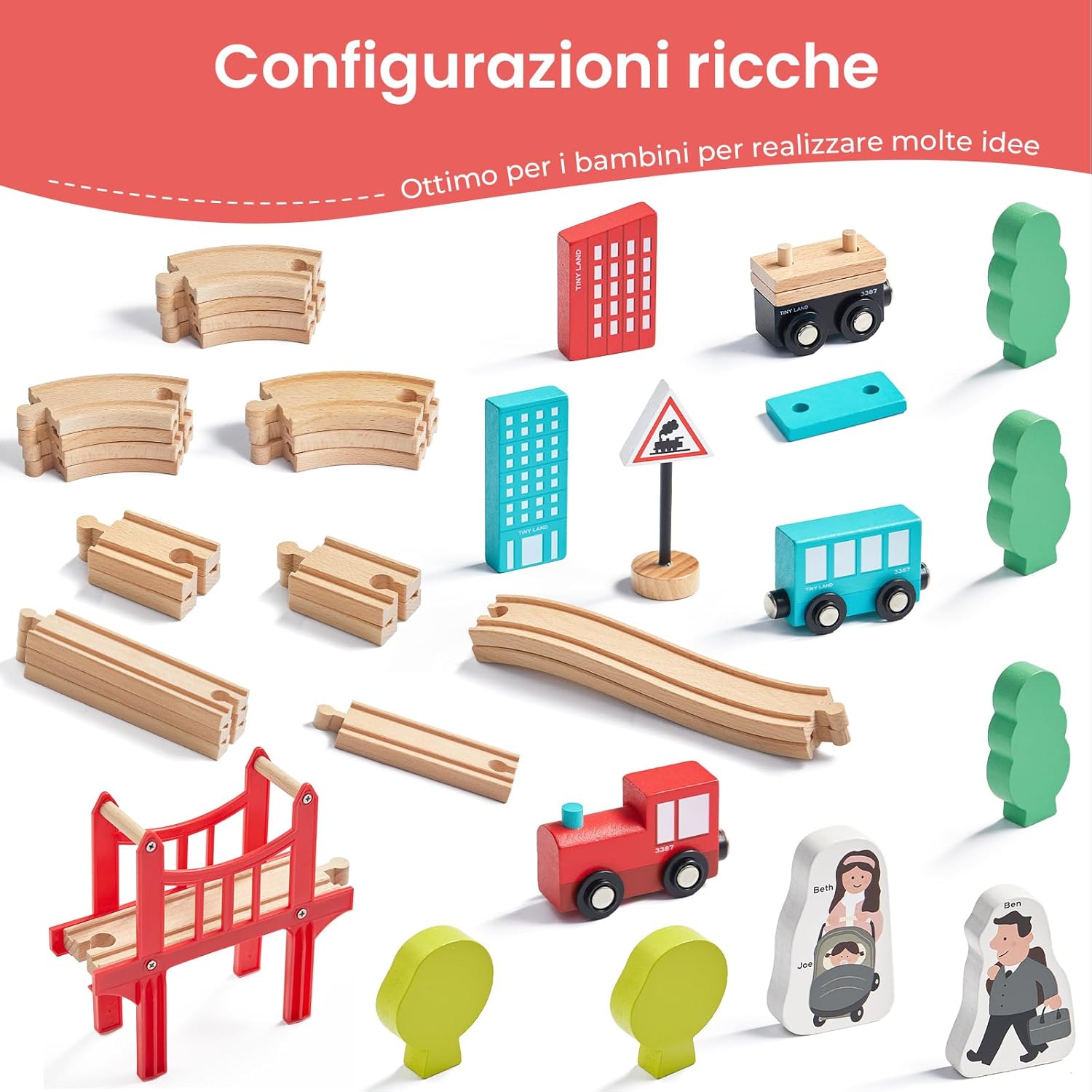 Detalle de Tiny Land Pista Treno 39 pezzi 🚂