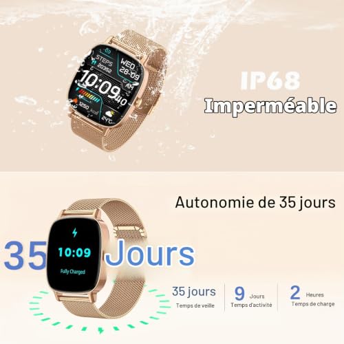 Thumbnail 7 de coioc Montre Connectée Femme avec Fonction Téléphone – Écran HD 1,85 pouces, 120+ Modes Sportifs, IP68 & Détection FR, Monitor Sommeil