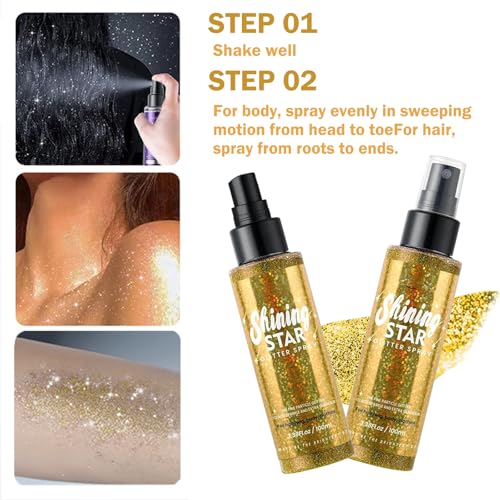 Thumbnail 3 de Mikloven Gold Glitter Shimmer Spray 100ml — Waterproof & Sweat-Resistant