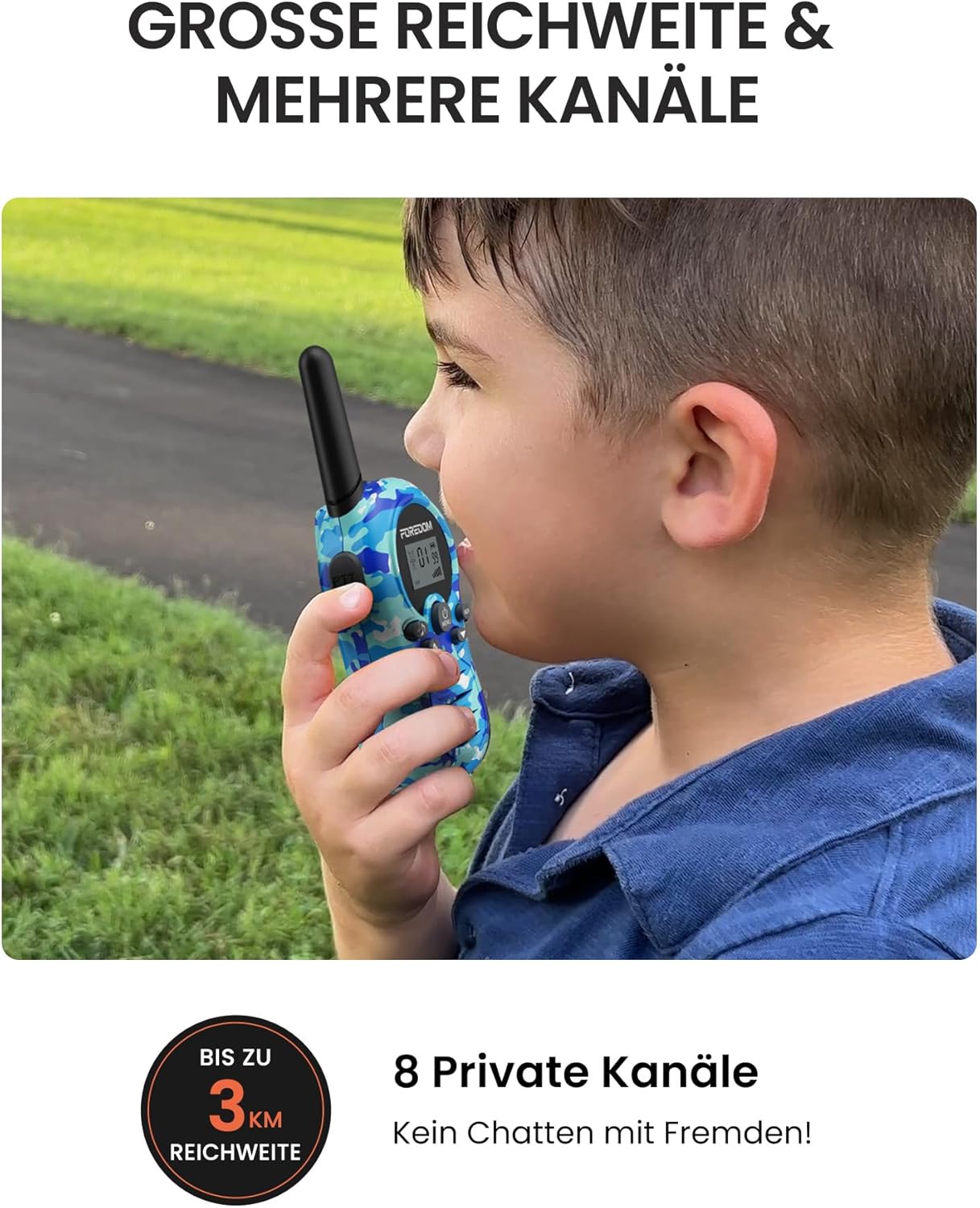 Detalle 2 de FOREDOM Walkie Talkies Kinder 3 km Reichweite đĄ