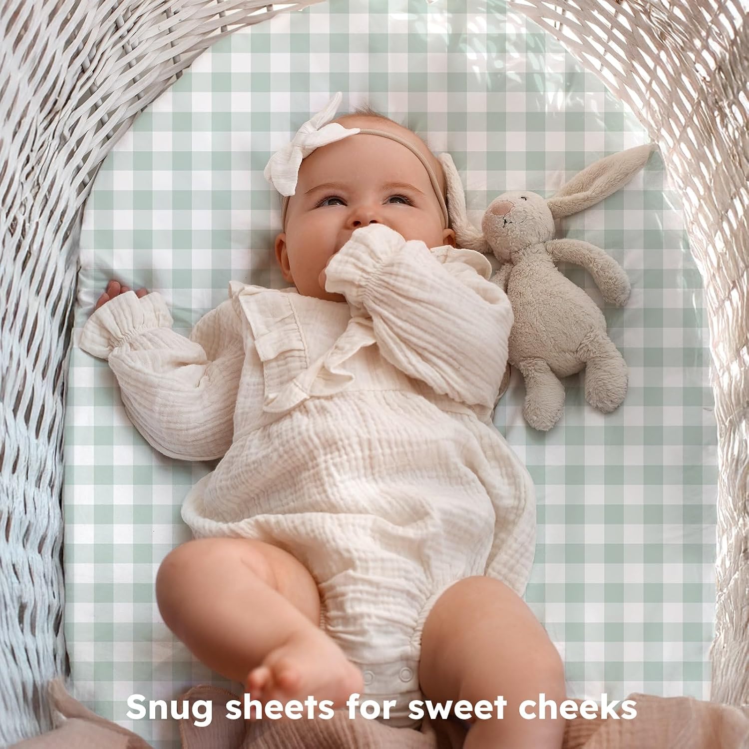 Detalle de FIEMOL Baby Moses Basket Sheets 81x41 cm — 3 Pack, Ultra-Soft Microfiber Pram Sheets for Bassinet (Green Forest Bear)