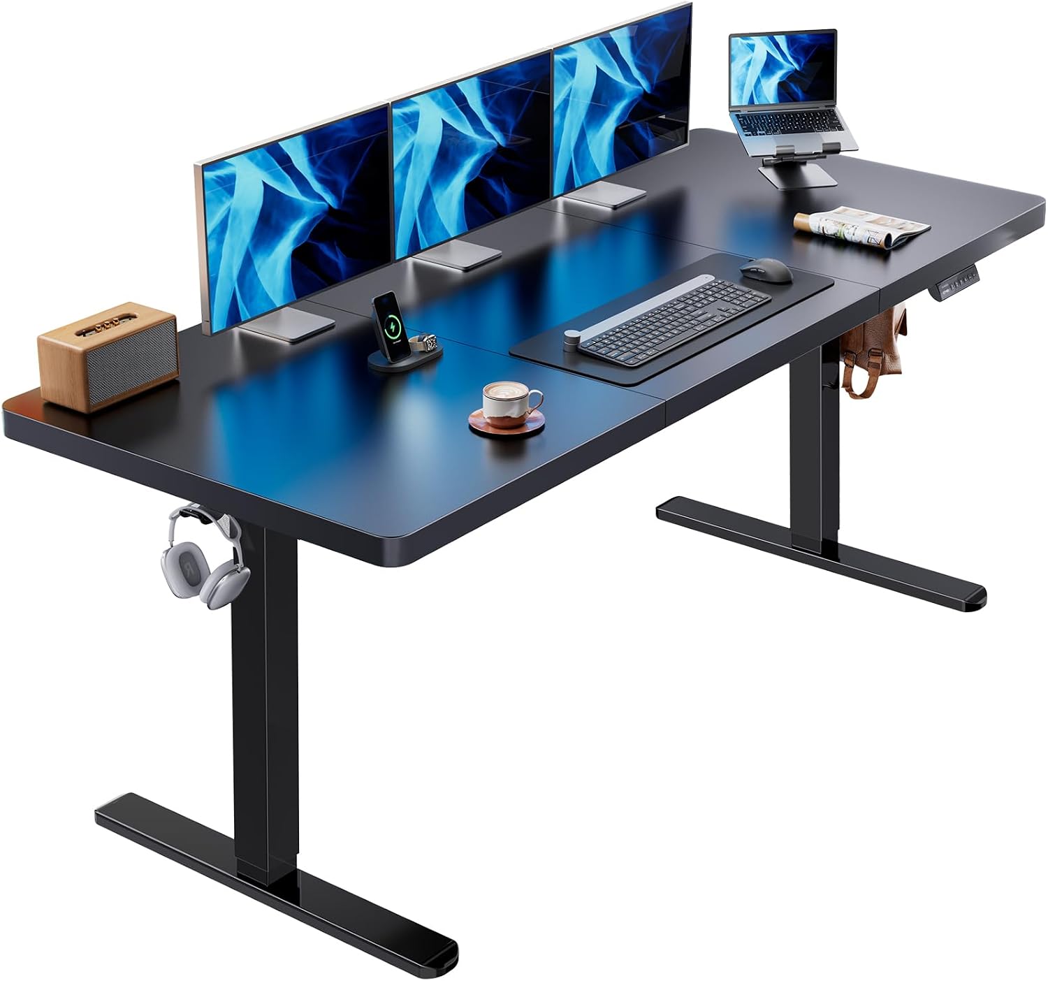 Detalle de HUANUO 71 x 30-Inch Electric Standing Desk, Brushless Motor, 220 lb Capacity