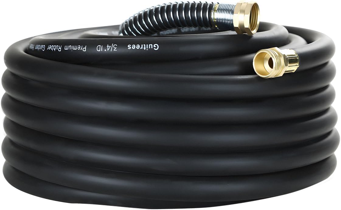 Detalle de Guitrees 50 ft 3/4-Inch Heavy-Duty Rubber Garden Hose, Five-Layer Braiding