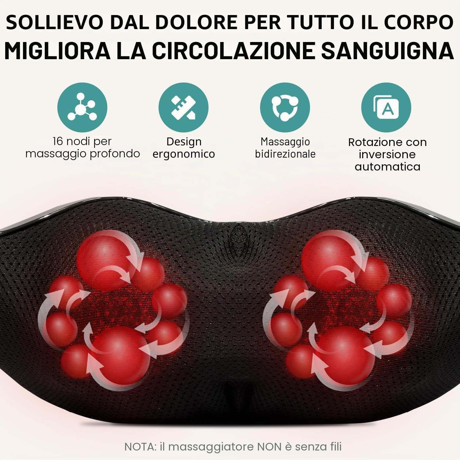 Detalle de Nekteck Shiatsu collo e massaggiatore posteriore 3D con calore infrarossi – Grigio Scuro