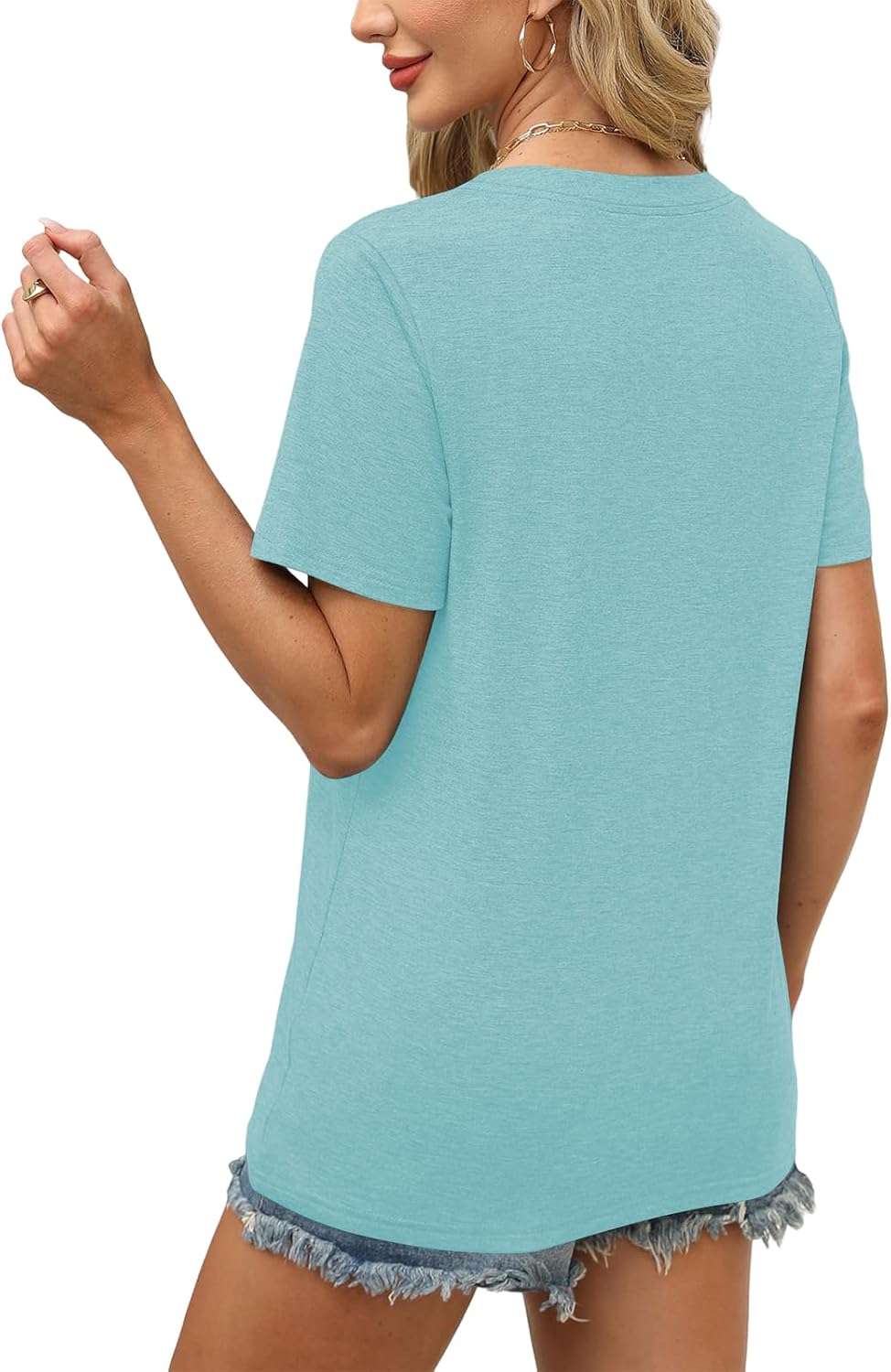 Thumbnail 1 de Cuptacc Damen T-Shirt Kurzarm V-Ausschnitt – Lockeres Basic-Top für Sommer und Alltag