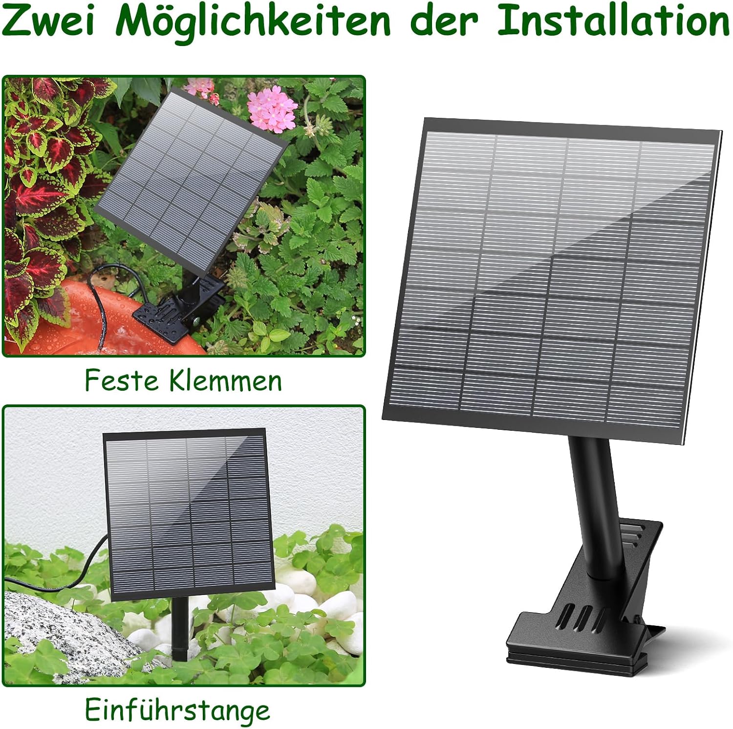 Detalle 2 de AISITIN Solarbrunnen für Draussen – 6 Düsen, DIY Vogelbad & Gartenwasser-Spiel
