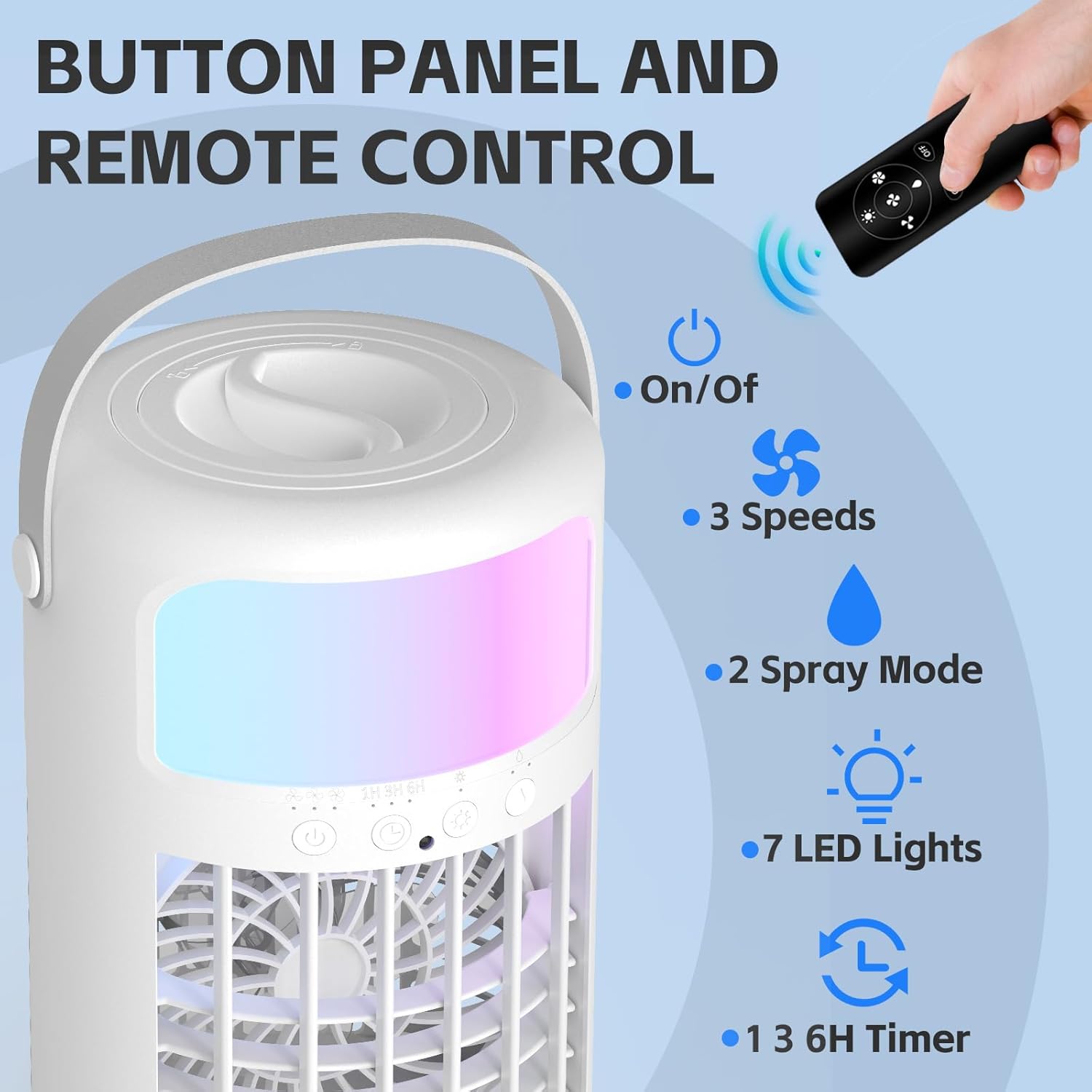 Detalle de Portable Air Conditioner 2026 Upgraded 4-IN-1: Ice Fan, Humidifier, Night Light, and More
