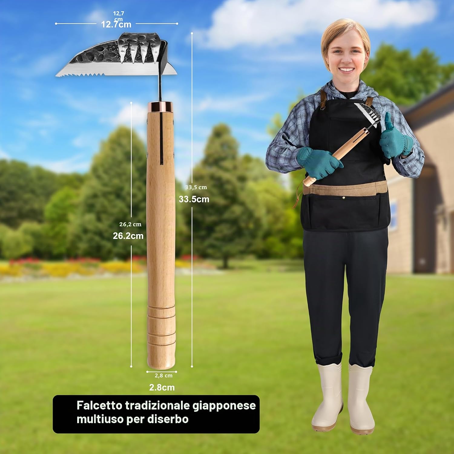 Thumbnail 5 de aon Giapponese Estirpatore Erbacce Manuale & Zappetta da Giardino in Acciaio Forgiato