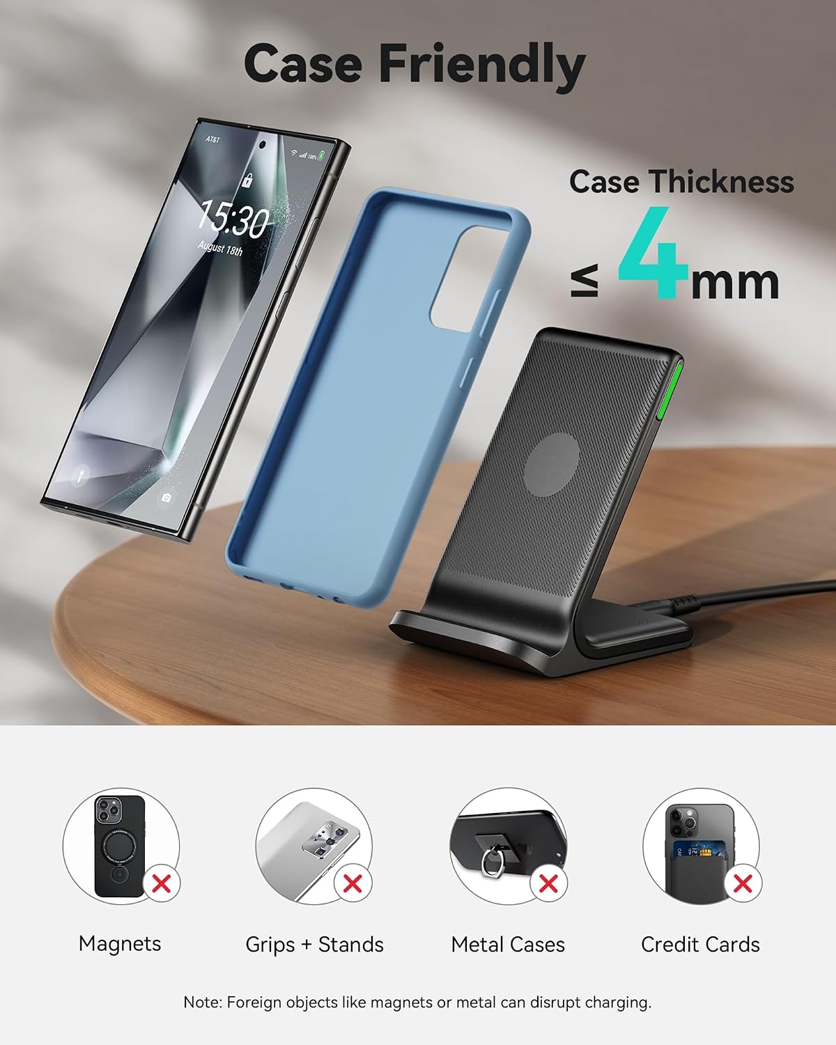 Thumbnail 6 de INIU Wireless Charger 2-Pack (15W) fast wireless charging stand with sleep-friendly adaptive light