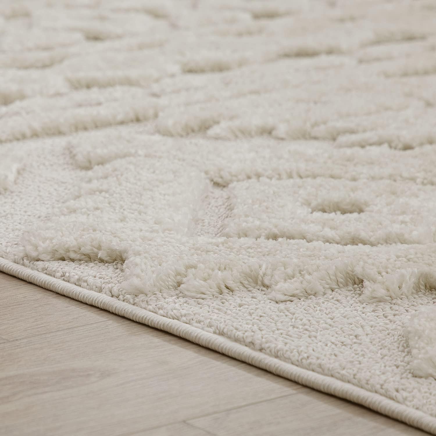 Detalle 2 de Tapis Shaggy 160 x 220 cm Crème 📐