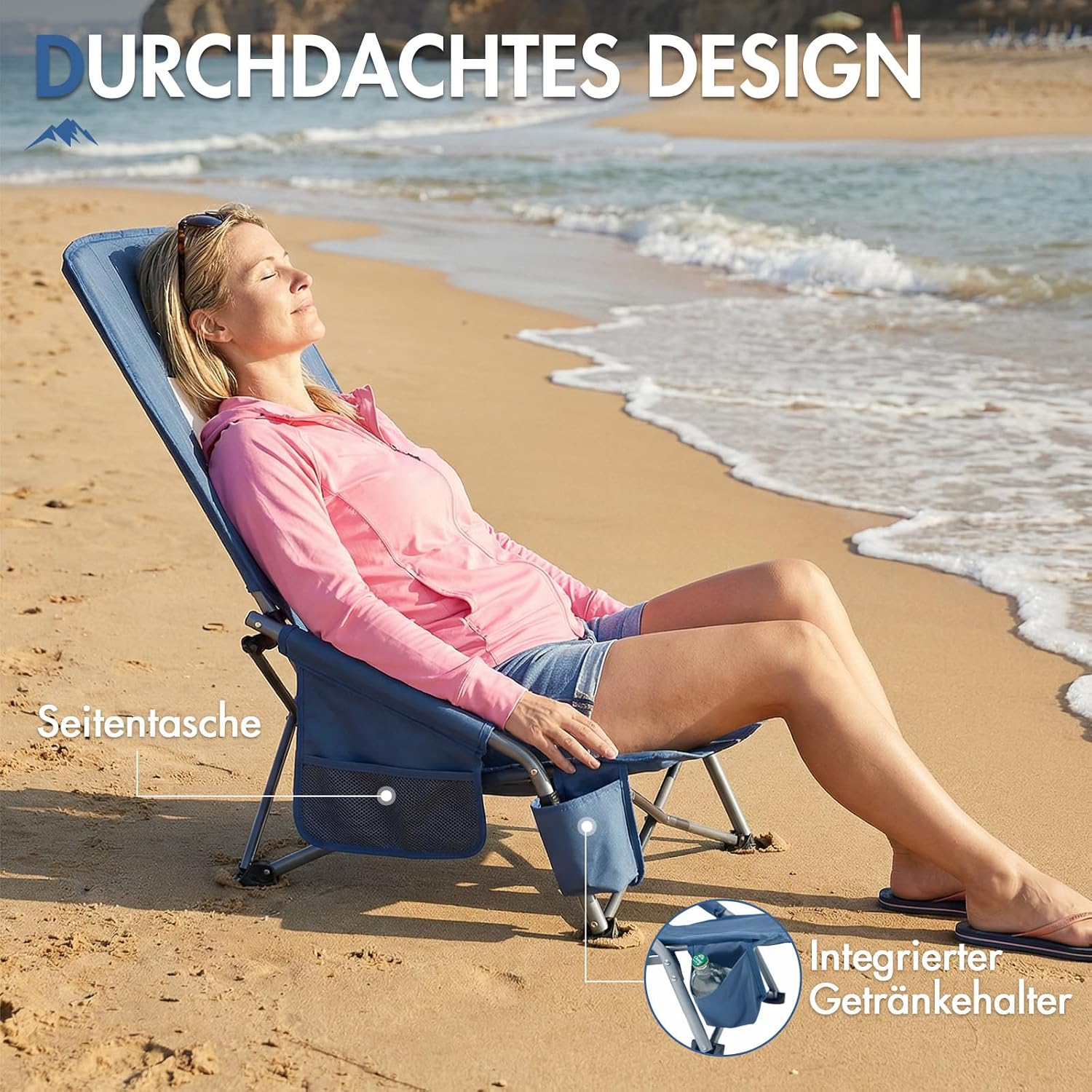 Thumbnail 5 de Portal Strandstuhl klappbar mit Hochlehner – leichter Campingsessel bis 150 kg mit Transporttasche