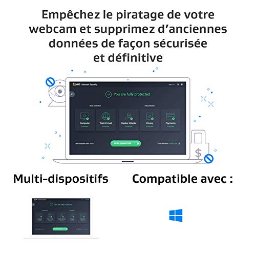 Detalle de AVG Internet Security 2026 – Antivirus pour 10 appareils (1 an) avec code d’activation envoyé par email
