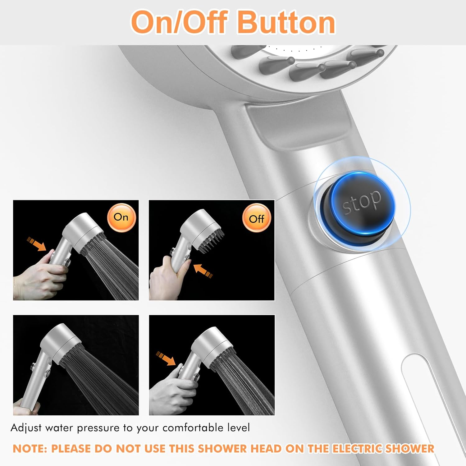 Thumbnail 4 de MEKO Hard Water Filter Shower Head with 15-Stage Filter, 3+1 Spray Modes & 1.5m Hose