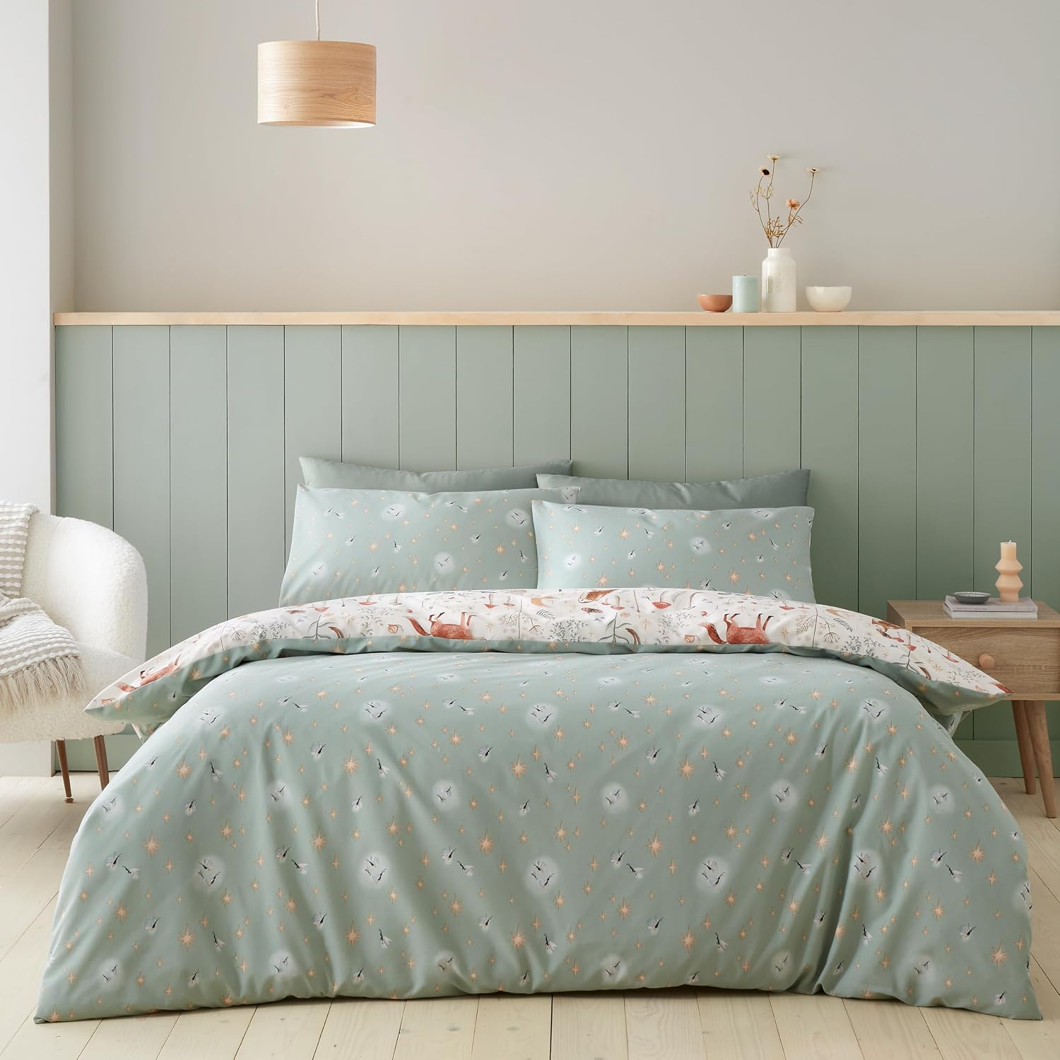 Detalle 2 de Catherine Lansfield Enchanted Twilight Animals reversible king duvet cover set