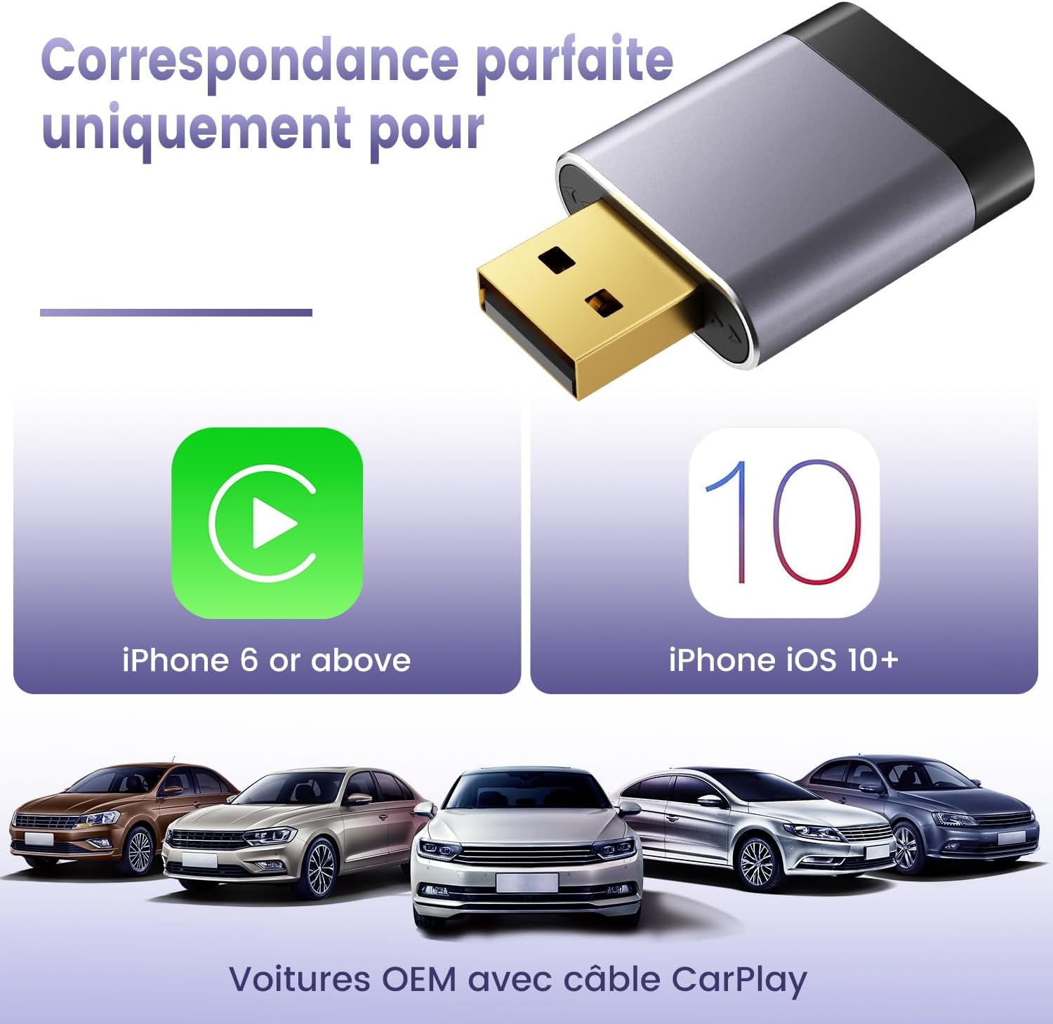 Thumbnail 6 de Mini Adaptateur CarPlay sans Fil pour Apple — Connexion rapide et stable, sans latence ni surchauffe