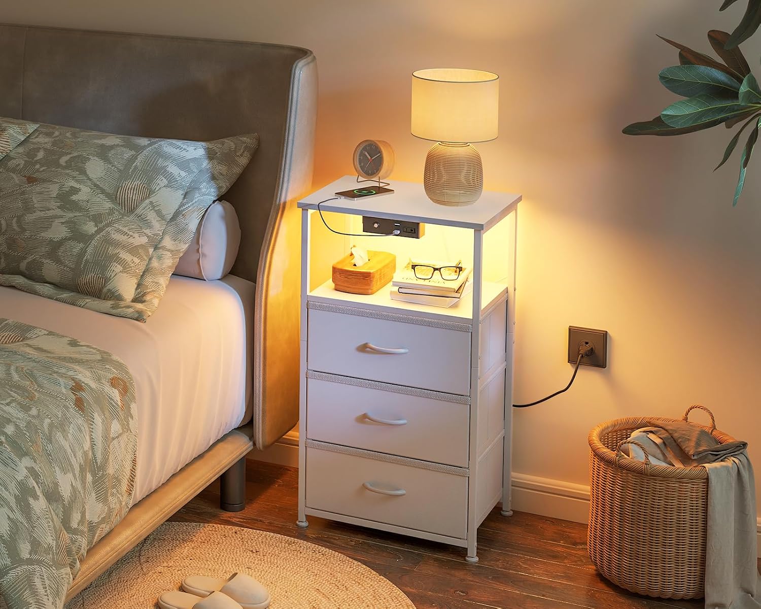 Detalle 2 de Coleshome Comodino con LED 40x30x70 cm confezione da 2