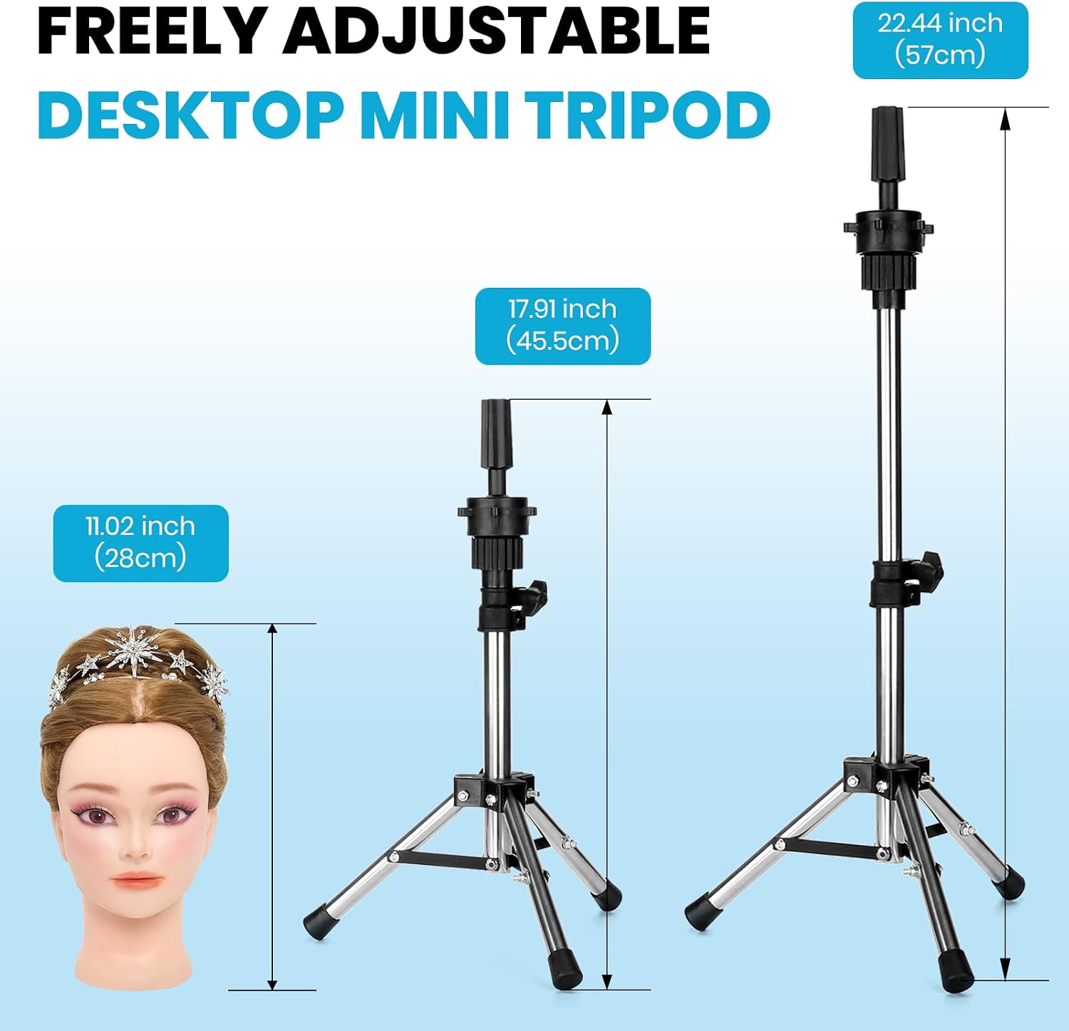 Detalle 2 de Neverland B35-3-23-FAN Adjustable Mini Wig Stand Tripod, 36.5–57cm