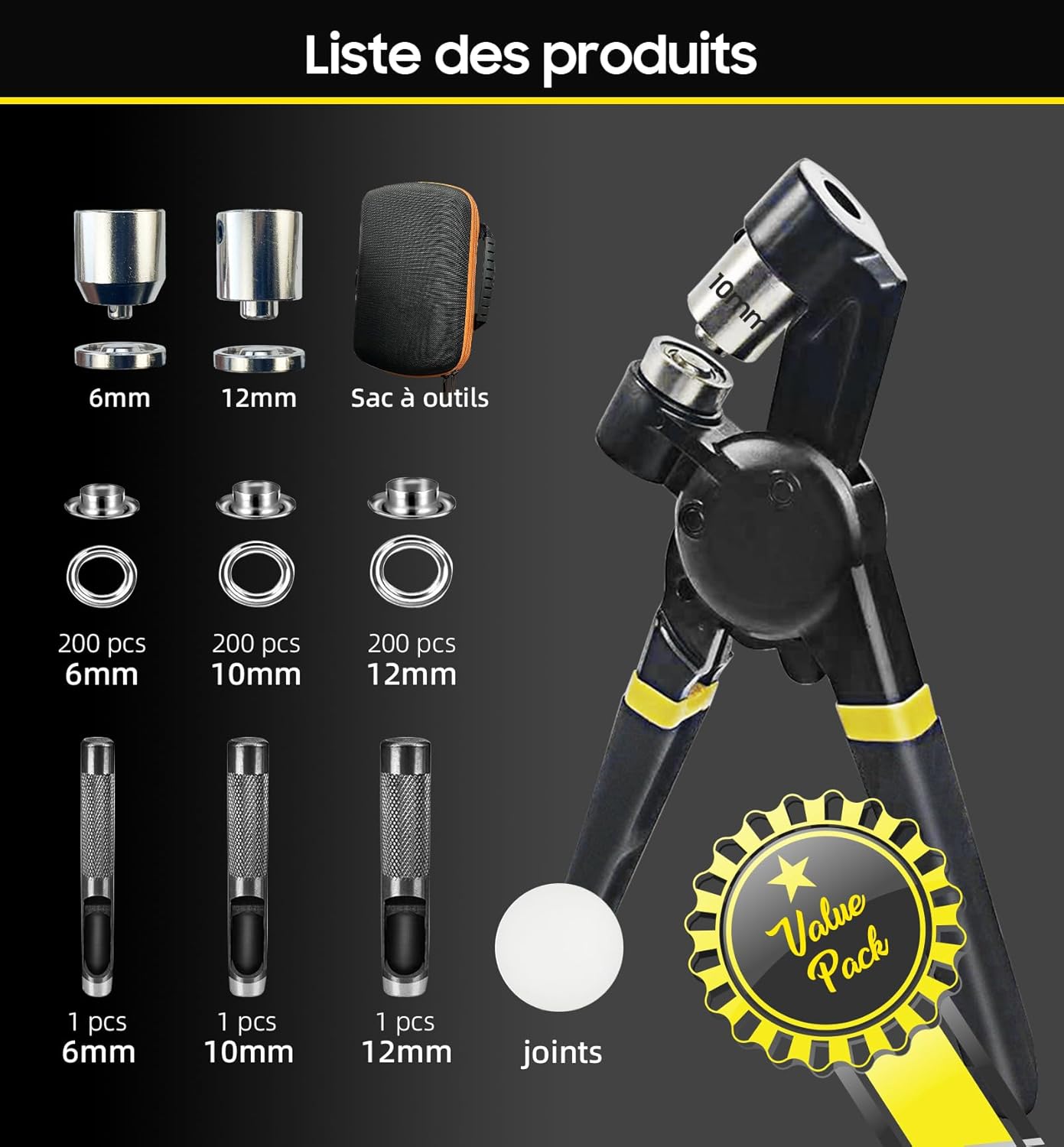 Detalle 2 de HAPDEN pince à oeillets 6, 10, 12 mm