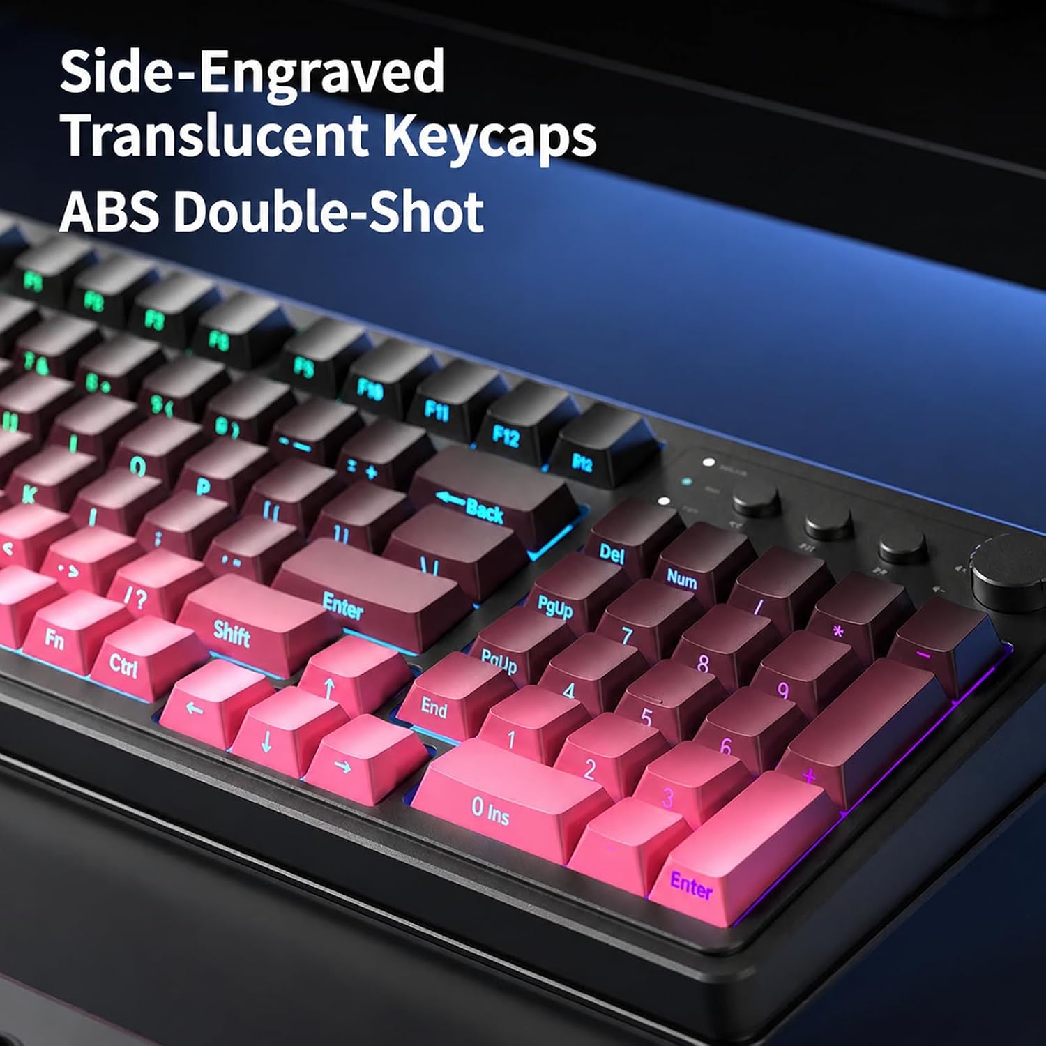 Detalle de AULA S99 Gaming Keyboard: Wireless 96% Keyboard with Rotary Knob, Macro Keys and Numeric Pad (Black)