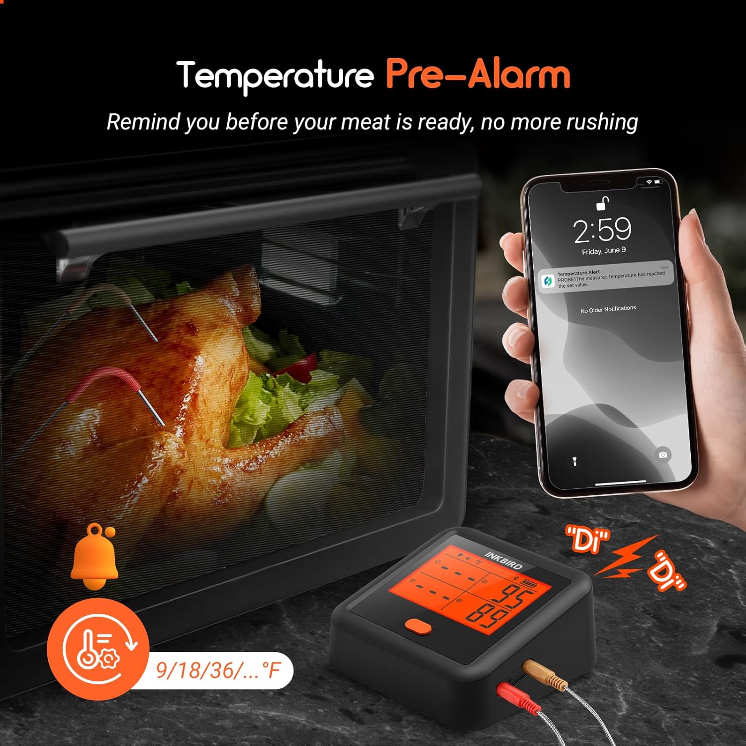 Thumbnail 3 de INKBIRD Termometro Barbecue Bluetooth 4 sonde IDT-34C-B: controllo della cottura da app