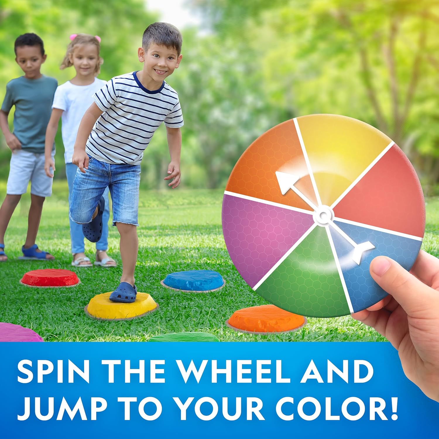 Detalle de National Geographic Stepping Stones for Kids – Durable, Non-Slip Balance Stones with Spinner