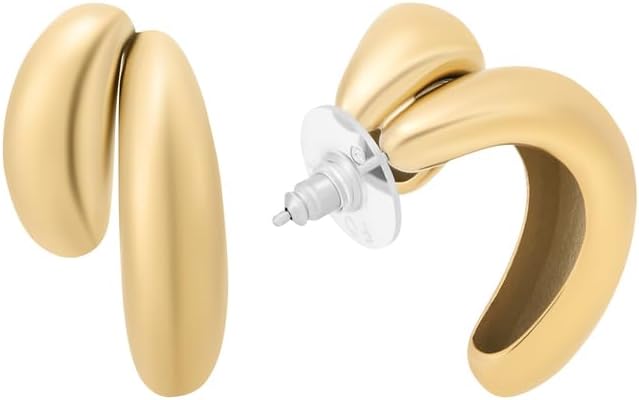 Thumbnail 1 de Fossil Boucles d'oreilles dorées en acier inoxydable à fermoir clou et tige – 2,7 cm