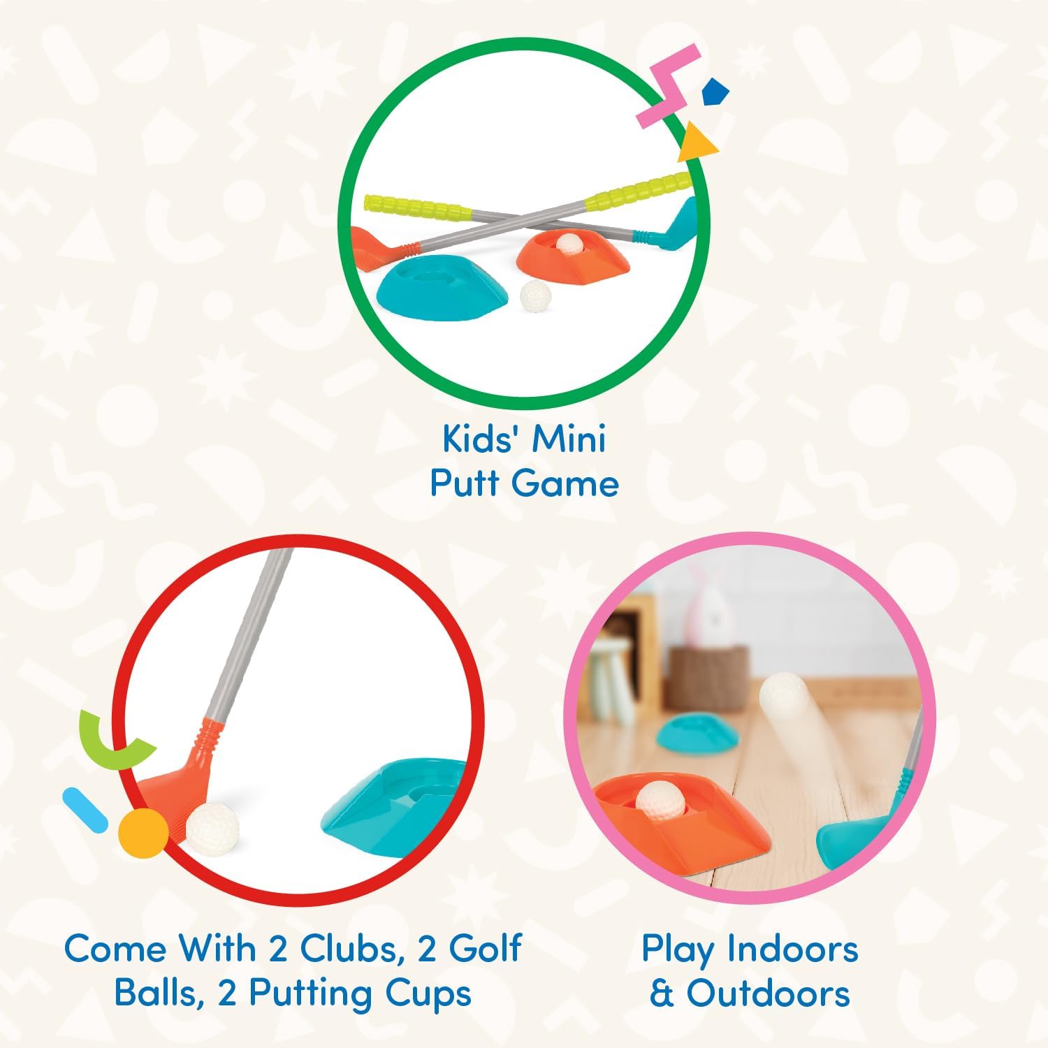 Thumbnail 3 de Battat – Ensemble de Golf pour Enfants – 2 Clubs, 2 balles, 2 trous de putting (3 ans et +)