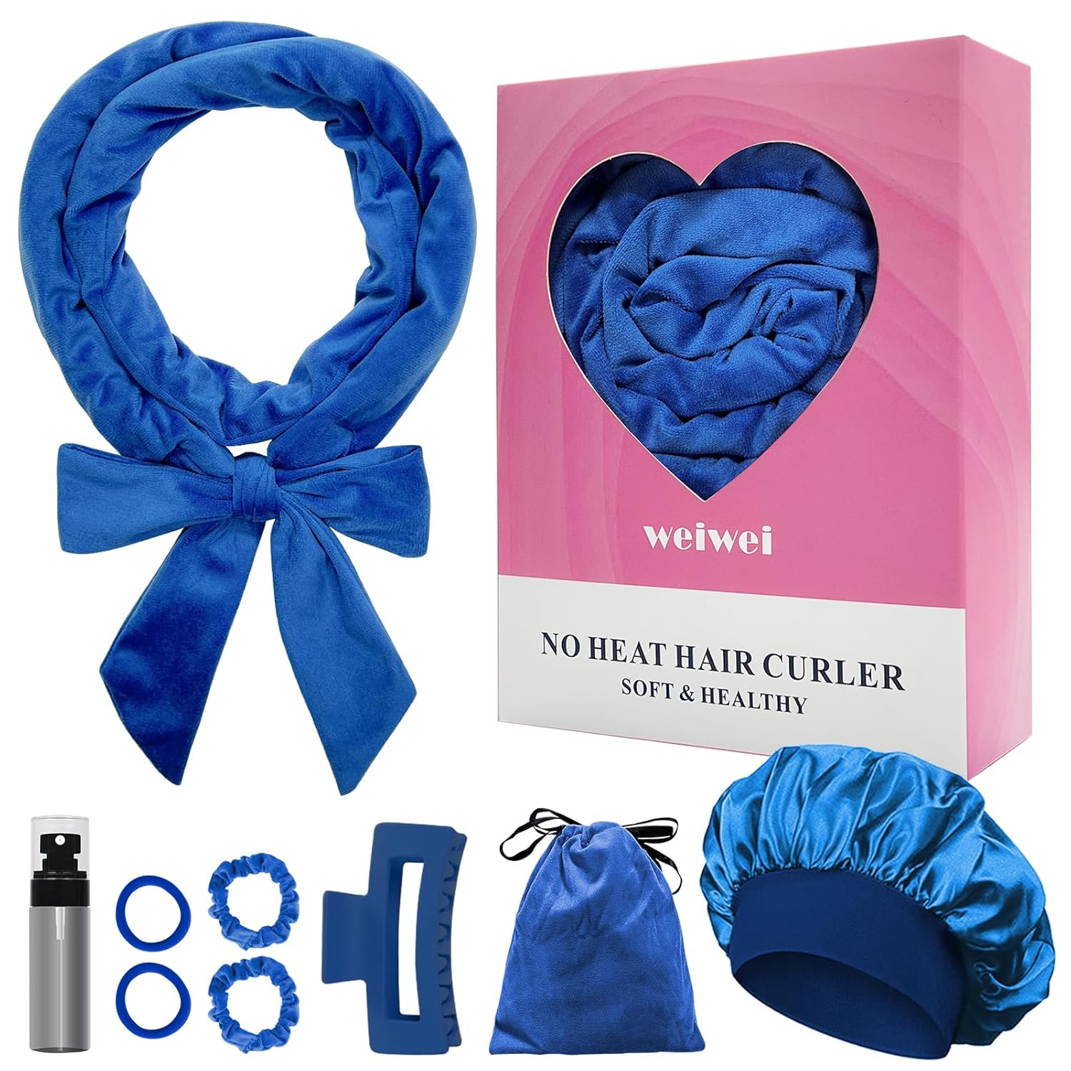 Thumbnail 6 de weiwei Lockenwickler Über Nacht (70 Zoll) aus Samt – Heatless Overnight Curls Set für lange Haare, 9-teilig (Rosa)