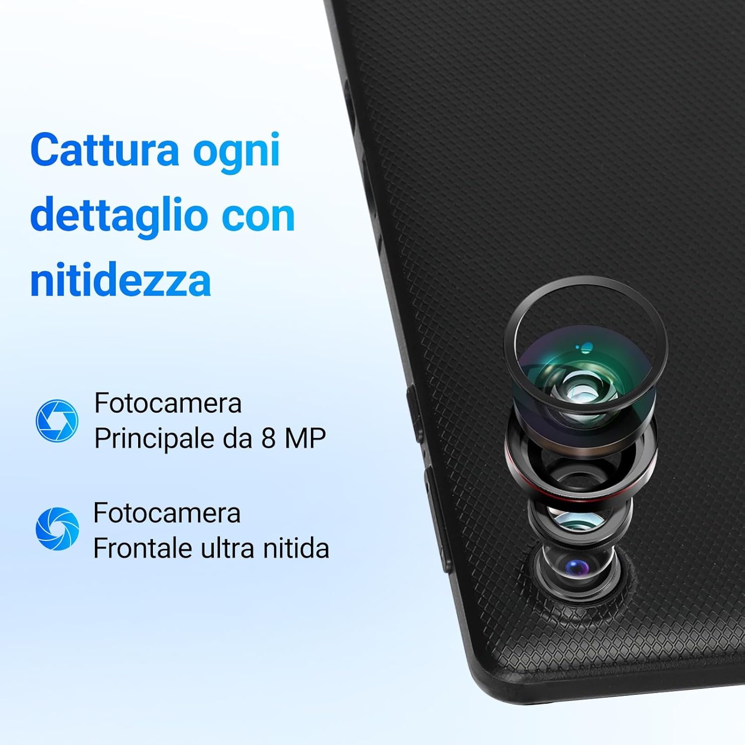 Thumbnail 6 de Laptok Tablet 10 pollici Android 14 Octa-Core con WiFi 6, 64GB espandibili fino a 1TB e Face ID (Nero)