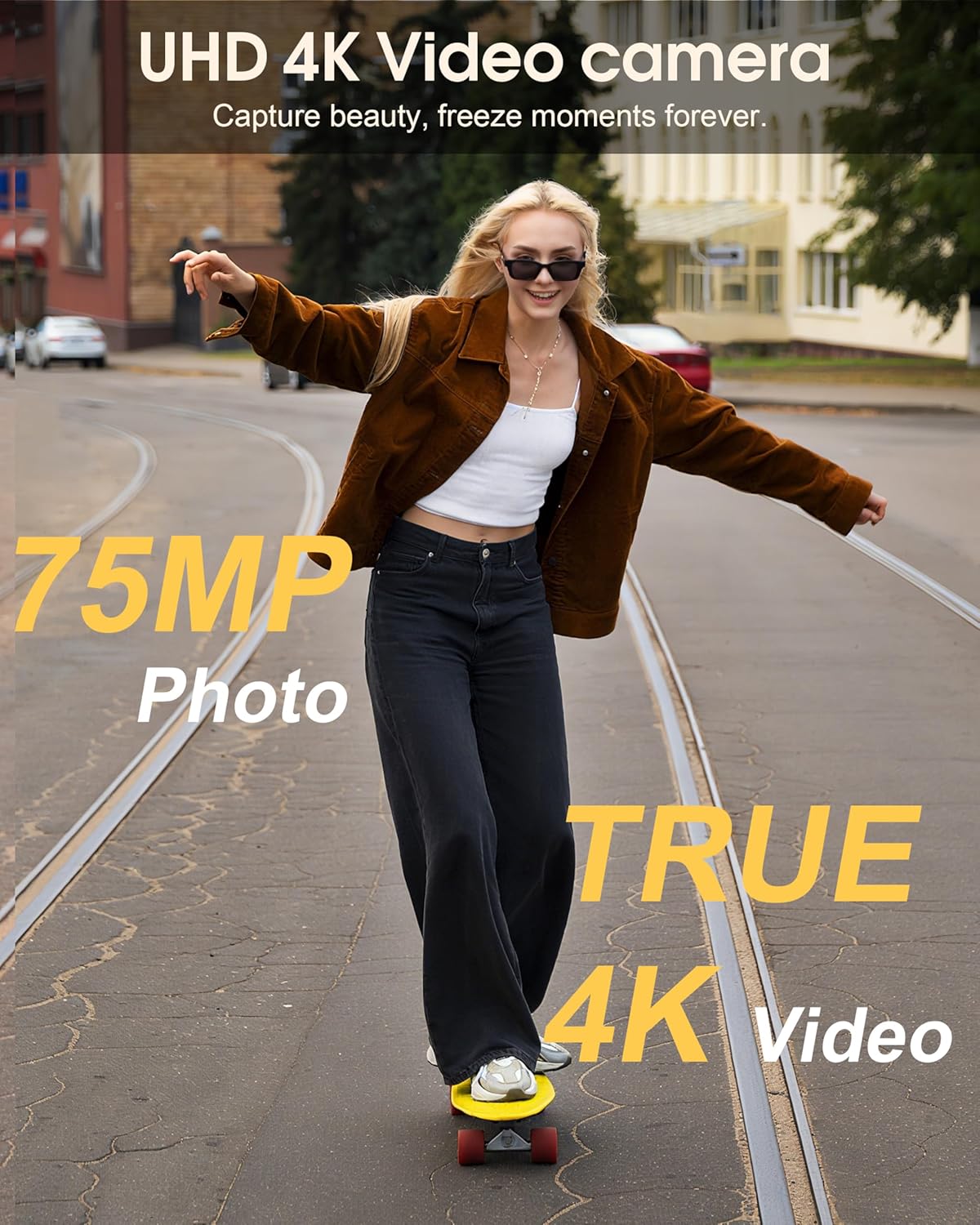 Detalle de 4K 75MP Digitalkamera mit WLAN & 180° Flip Display – kompakte Vlogging-Kamera