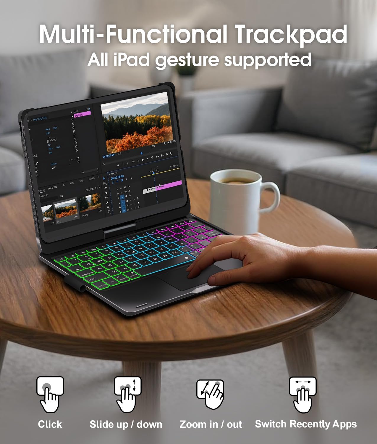 Detalle 2 de Baisla iPad Case with Keyboard 500mAh 🔑