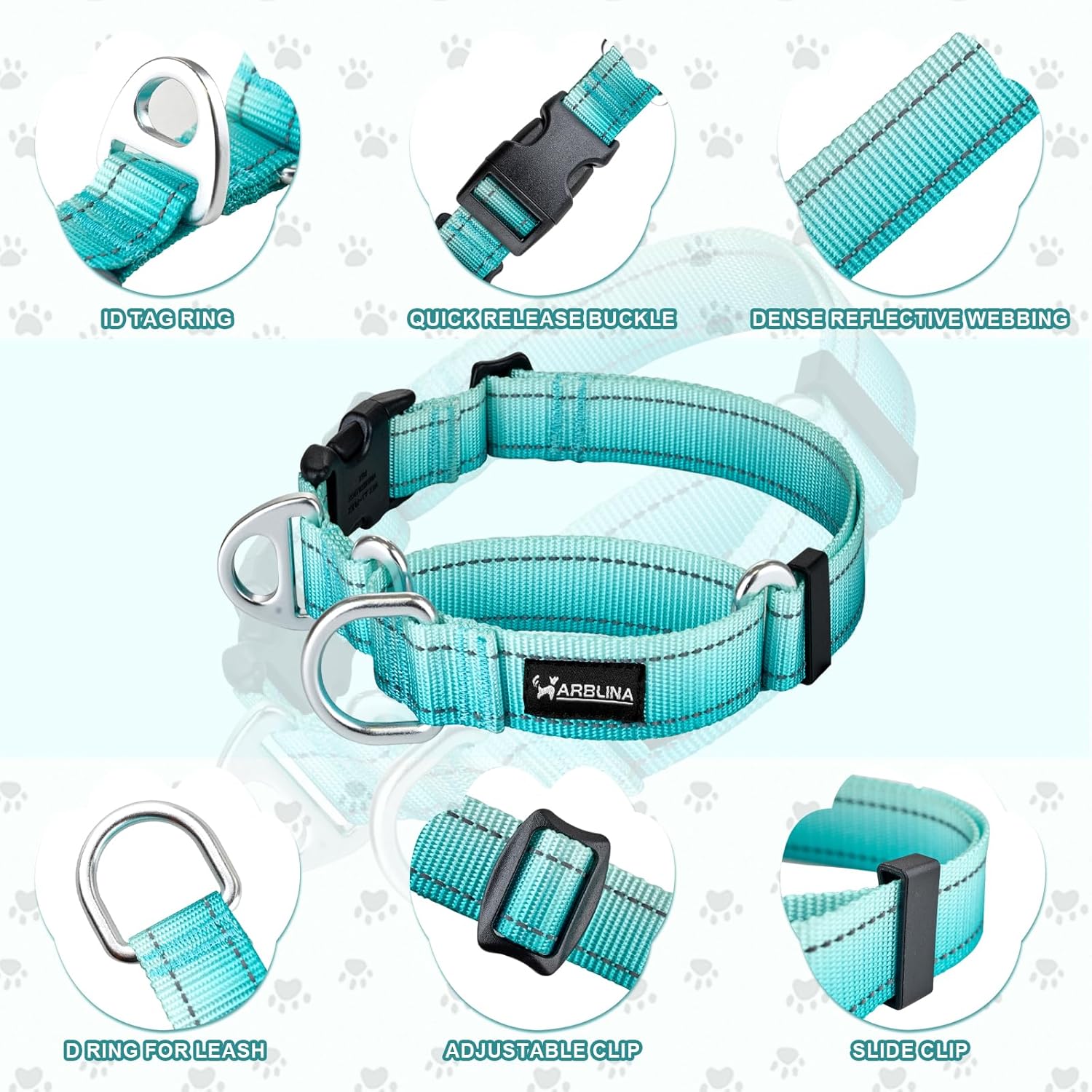 Detalle 2 de Arblina Martingale Dog Collar with Reflective No-Pull Design