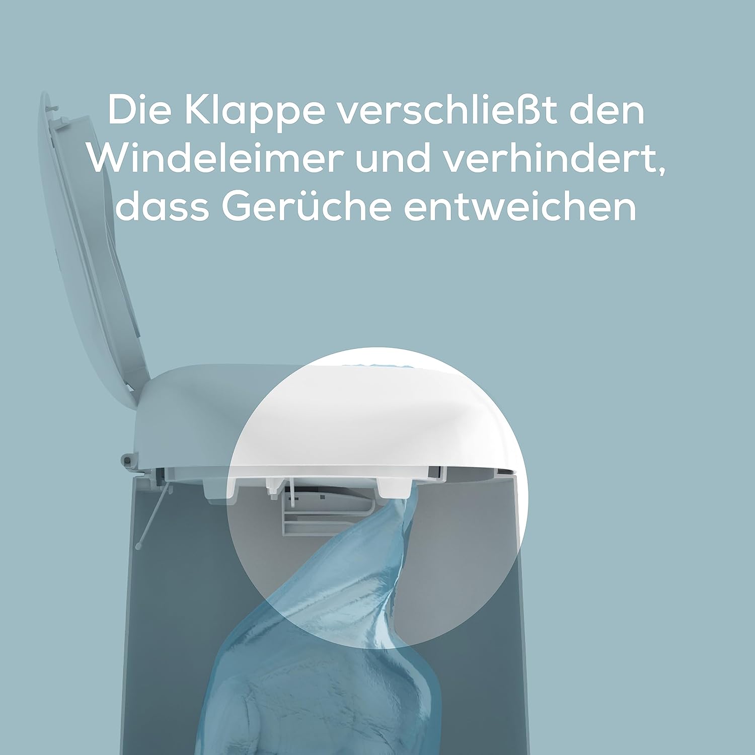 Detalle de Angelcare Original Dress-Up XL Windeleimer mit 1 Nachfüllkassette – geruchsarme Windelentsorgung