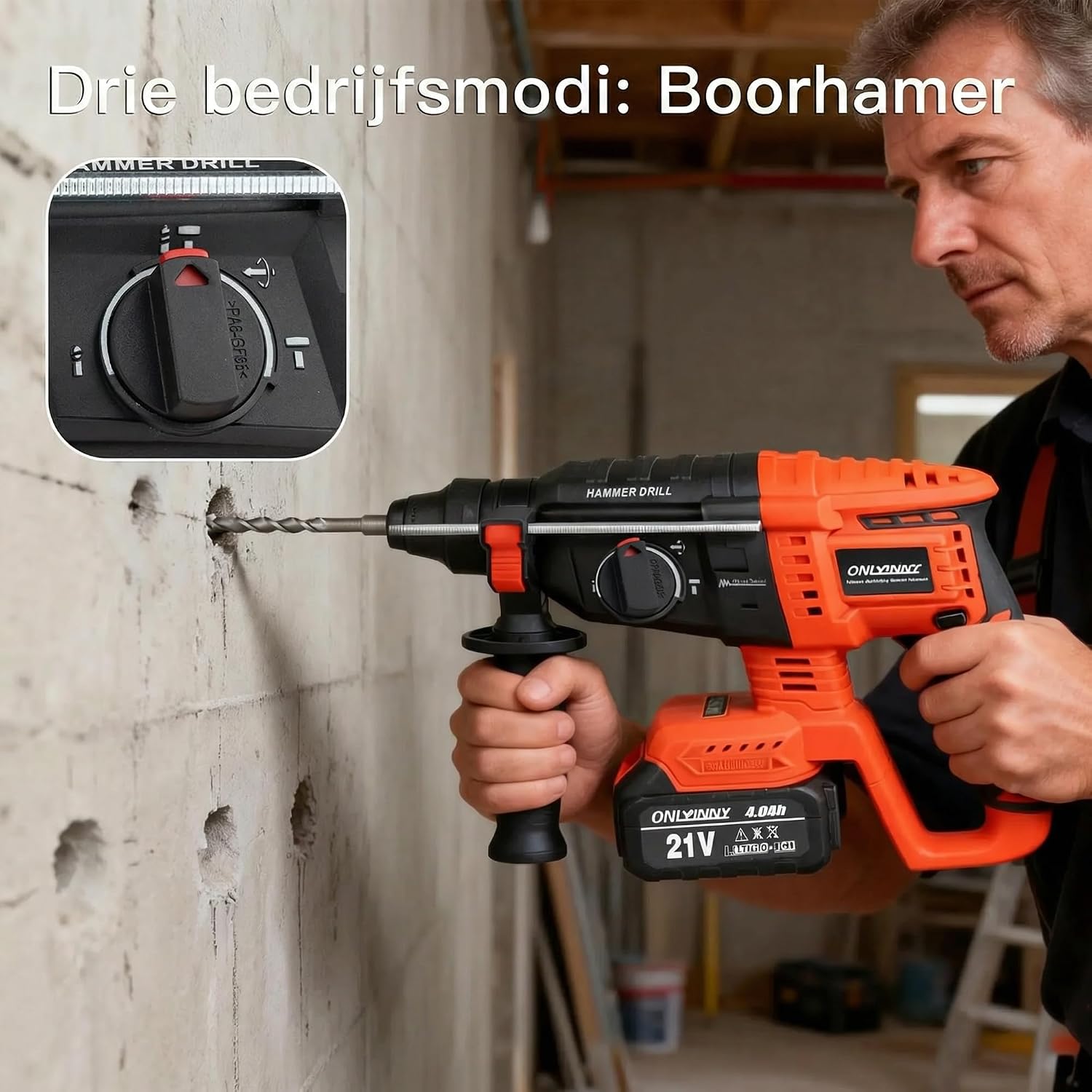 Thumbnail 3 de OnlyinNY AX-VBFG-YCQW accu-boorhamer met SDS-Plus en 3 werkmodi
