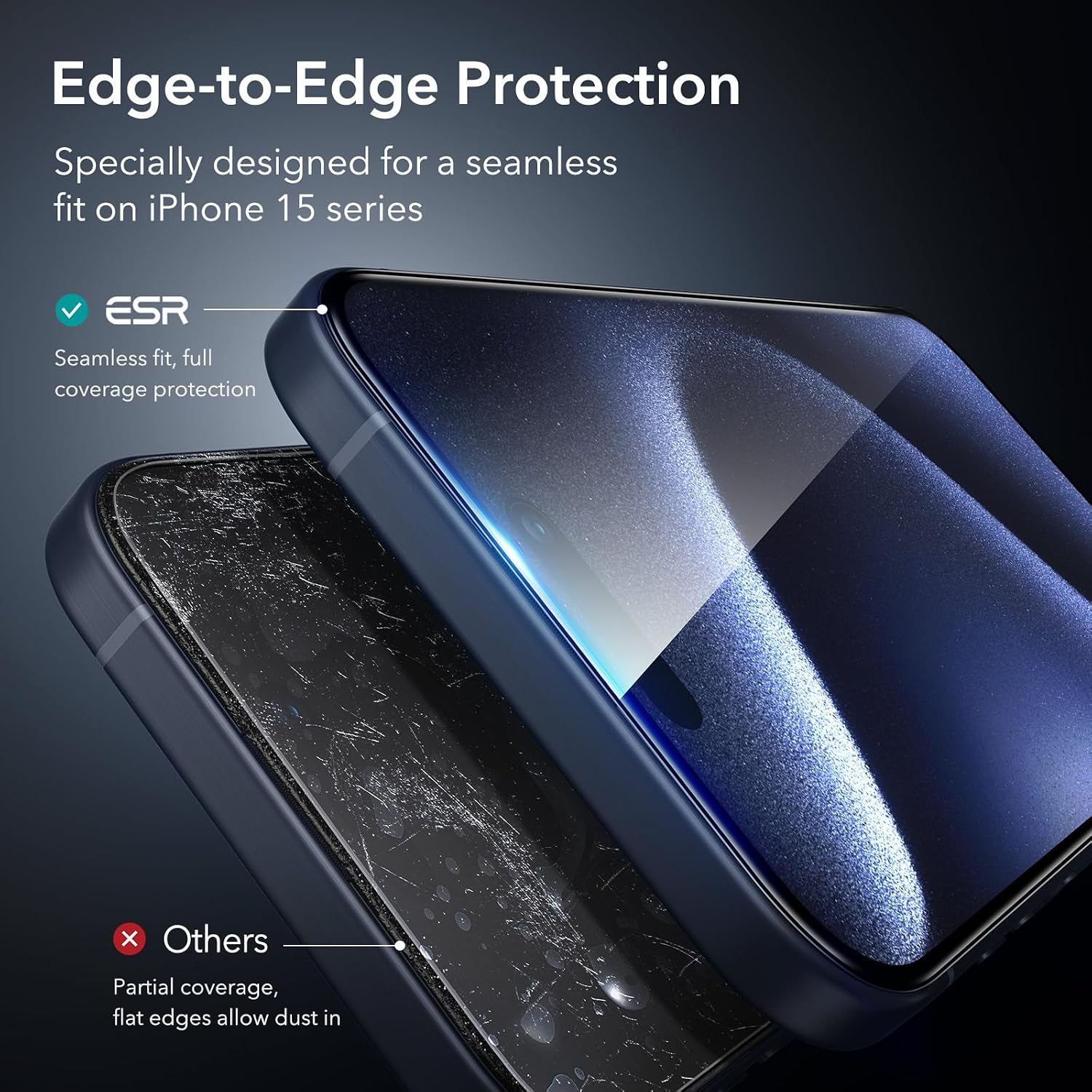 Detalle 2 de ESR Protector Pantalla iPhone 15 Pro Max 3 piezas